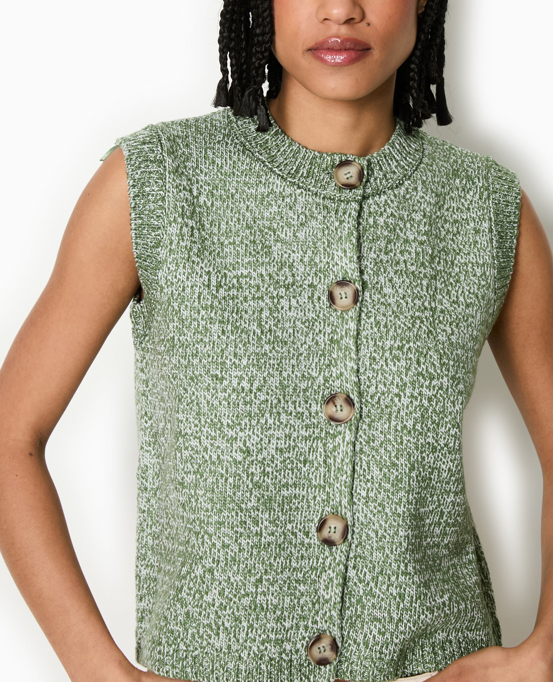 Gilet sans manches en maille moulinée