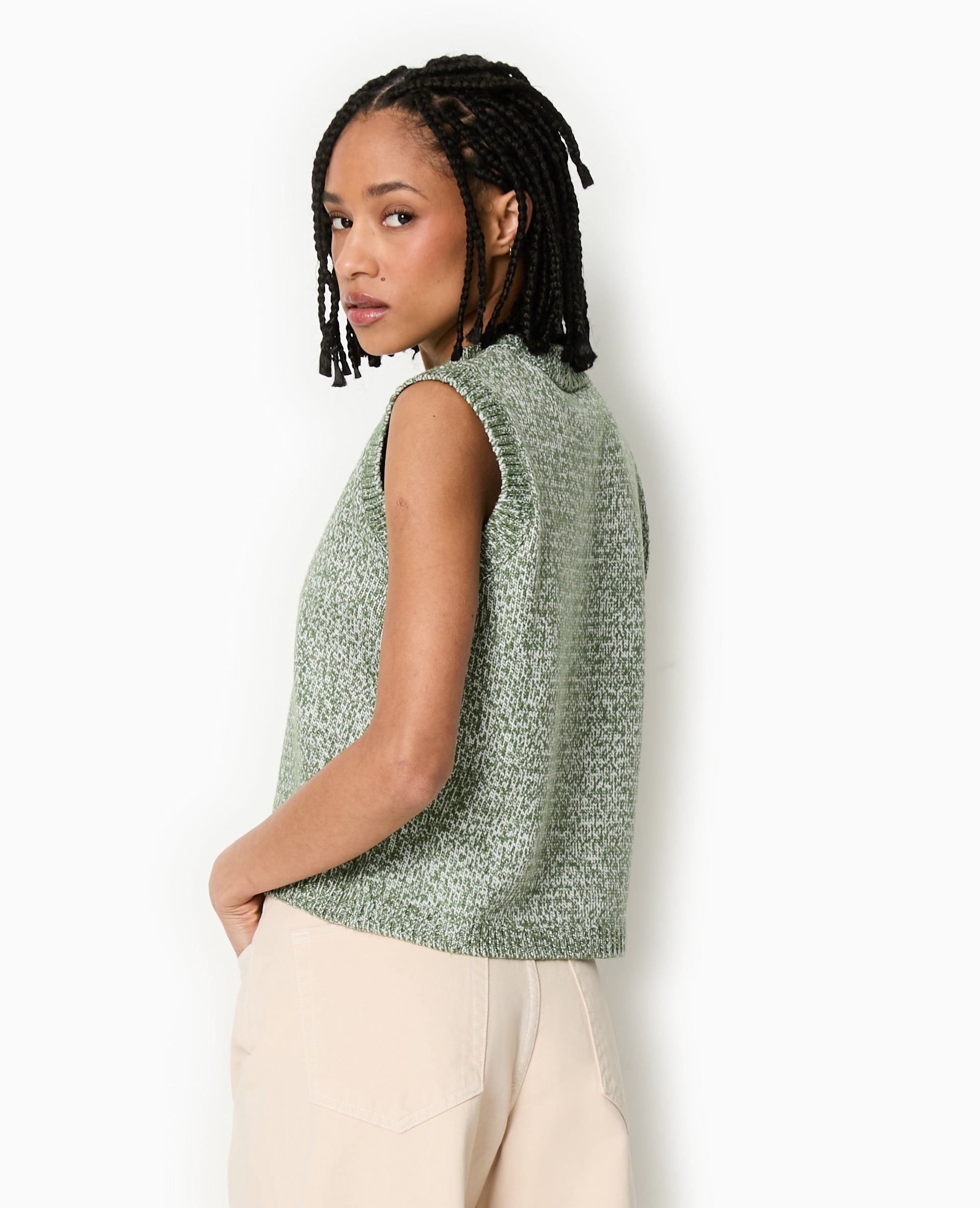 Gilet sans manches en maille moulinée