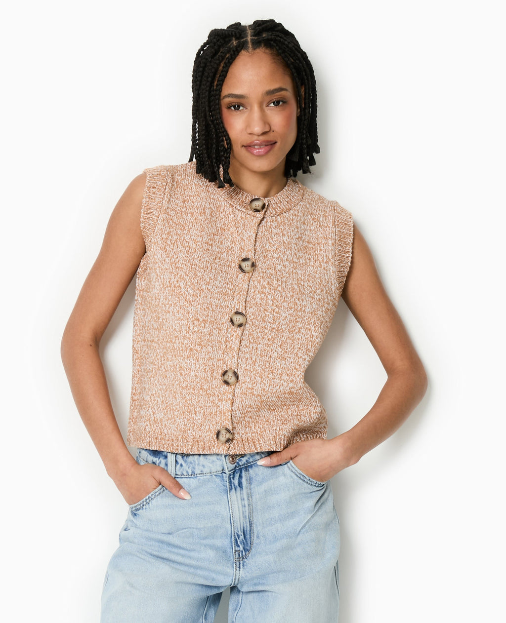 Gilet sans manches en maille moulinée