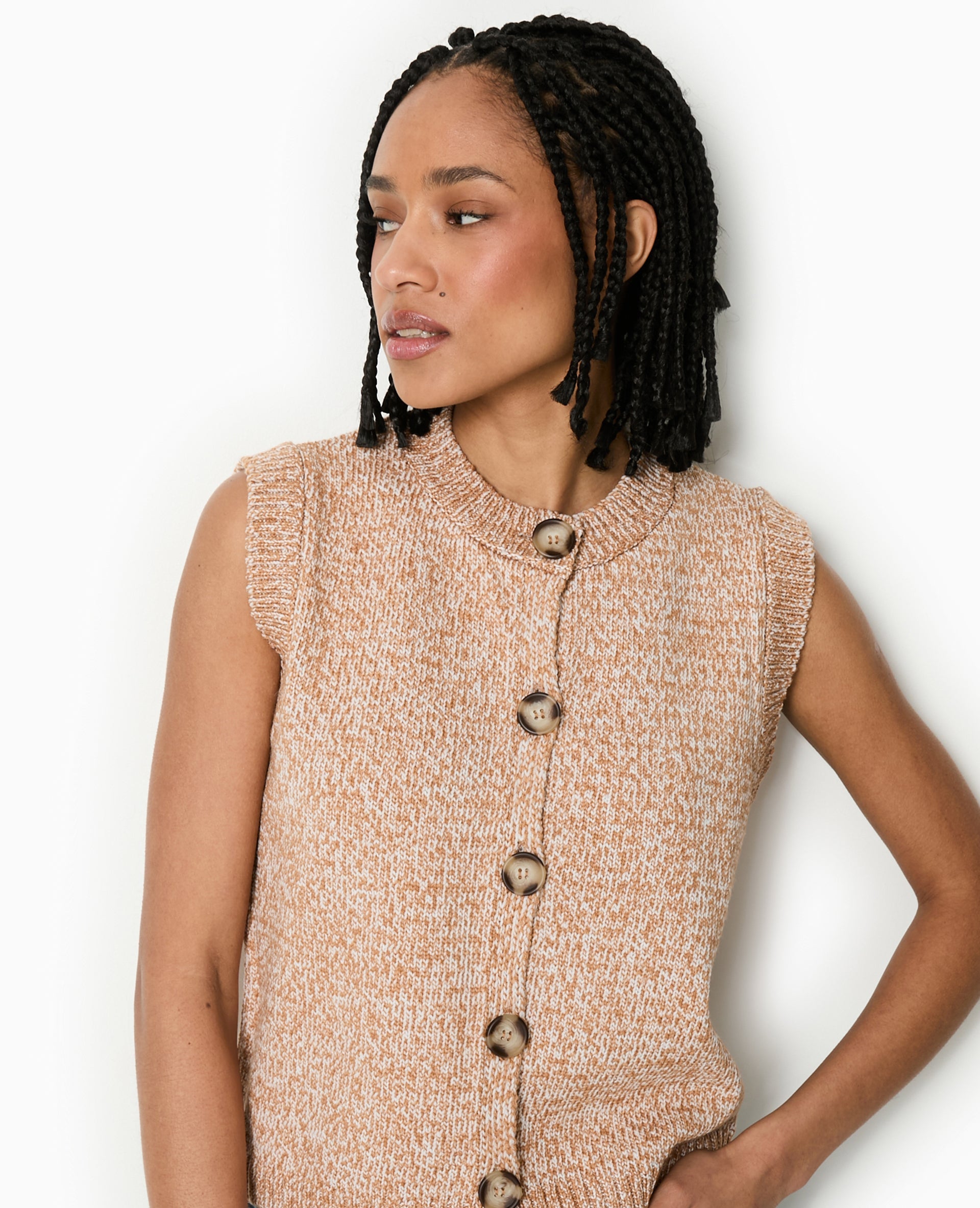 Gilet sans manches en maille moulinée