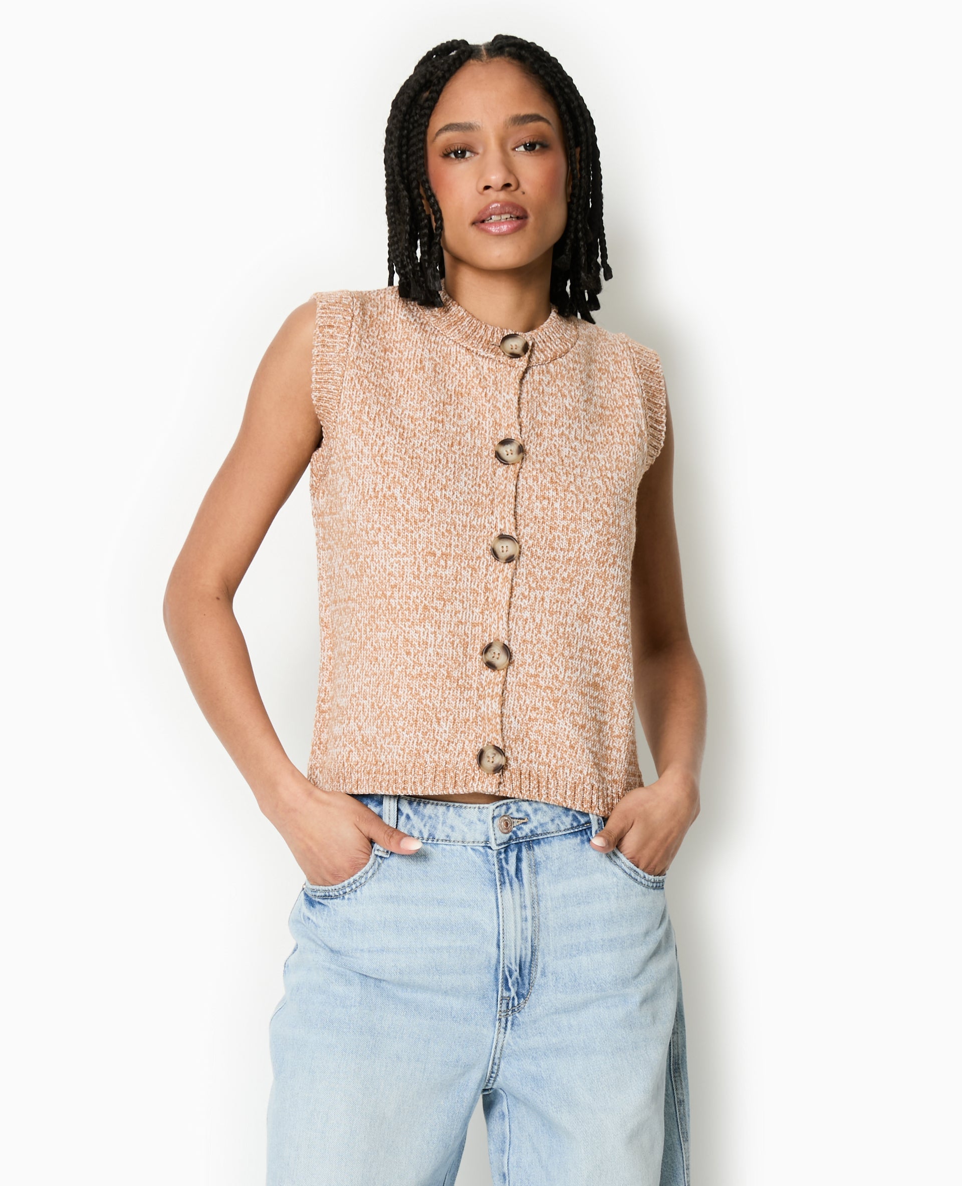 Gilet sans manches en maille moulinée