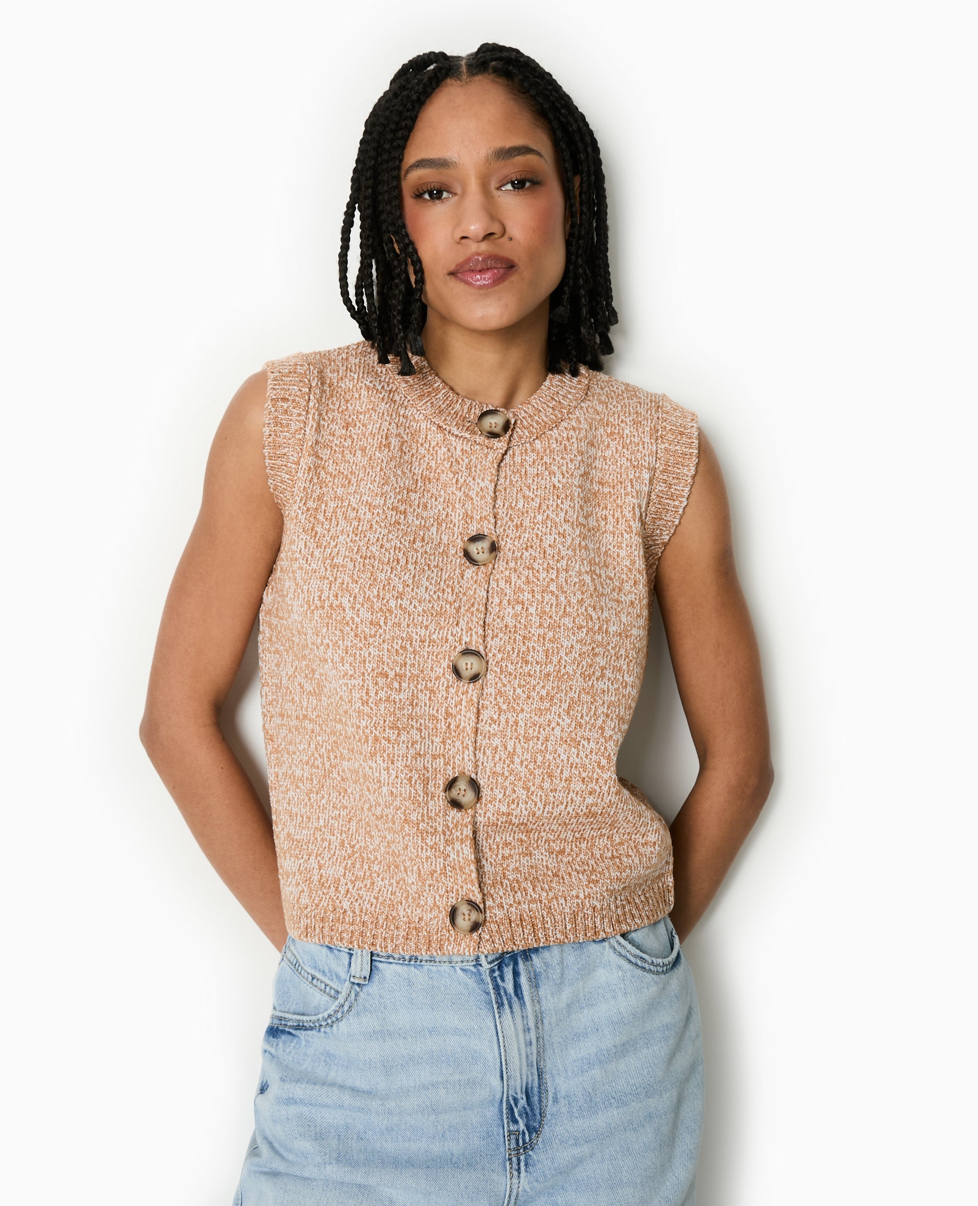 Gilet sans manches en maille moulinée