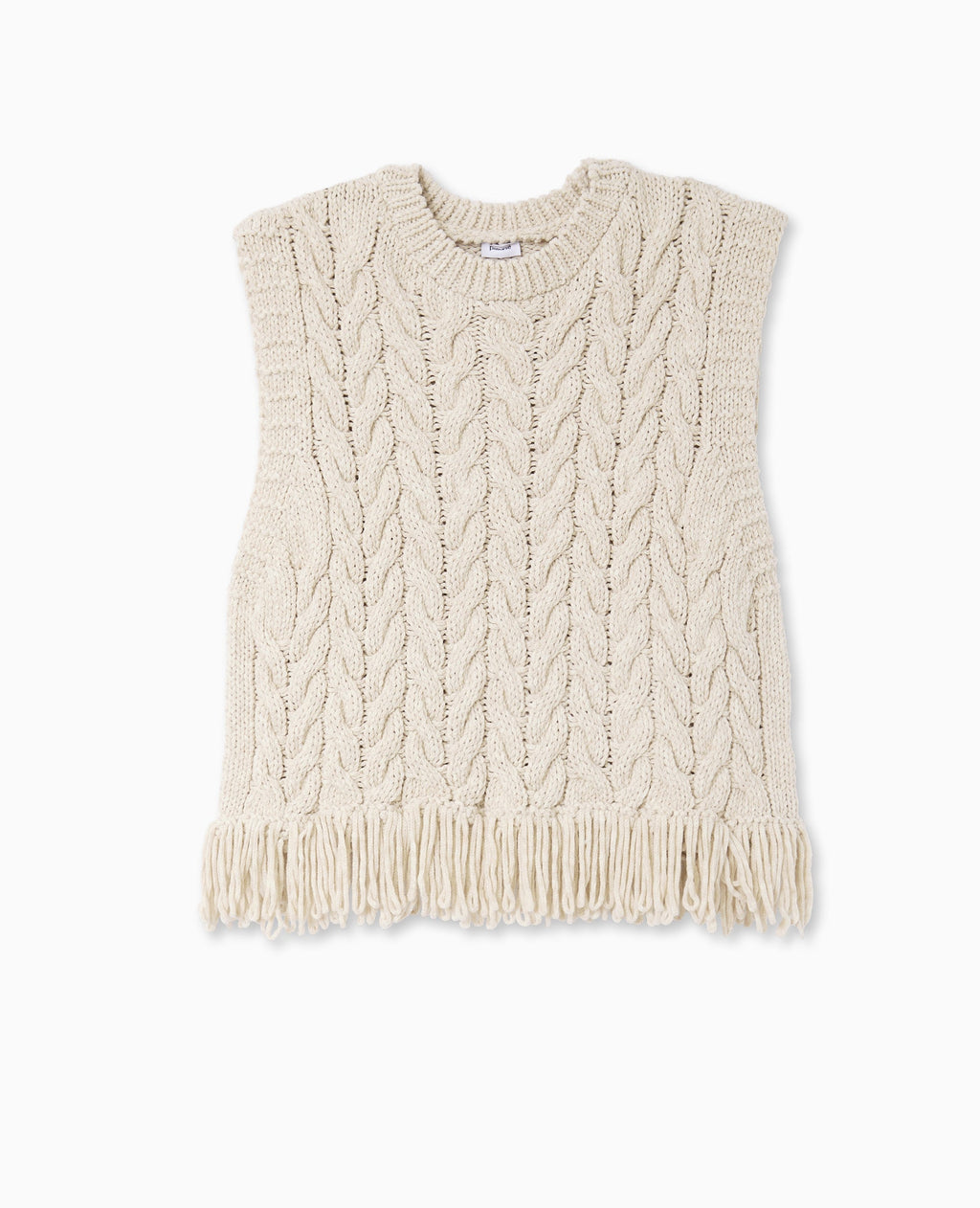 Pull sans manches maille tosadée avec franges