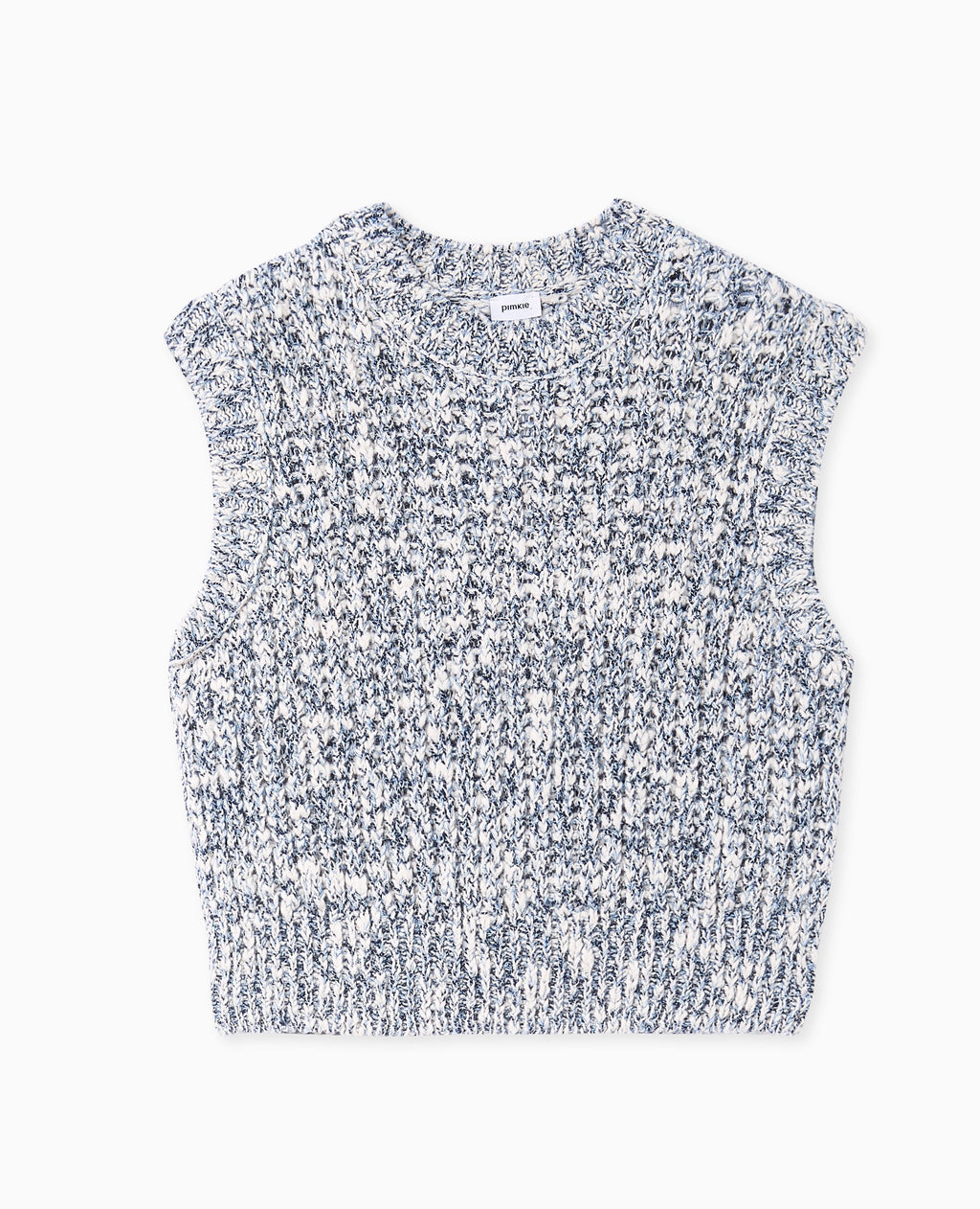 Pull sans manches en maille moulinée