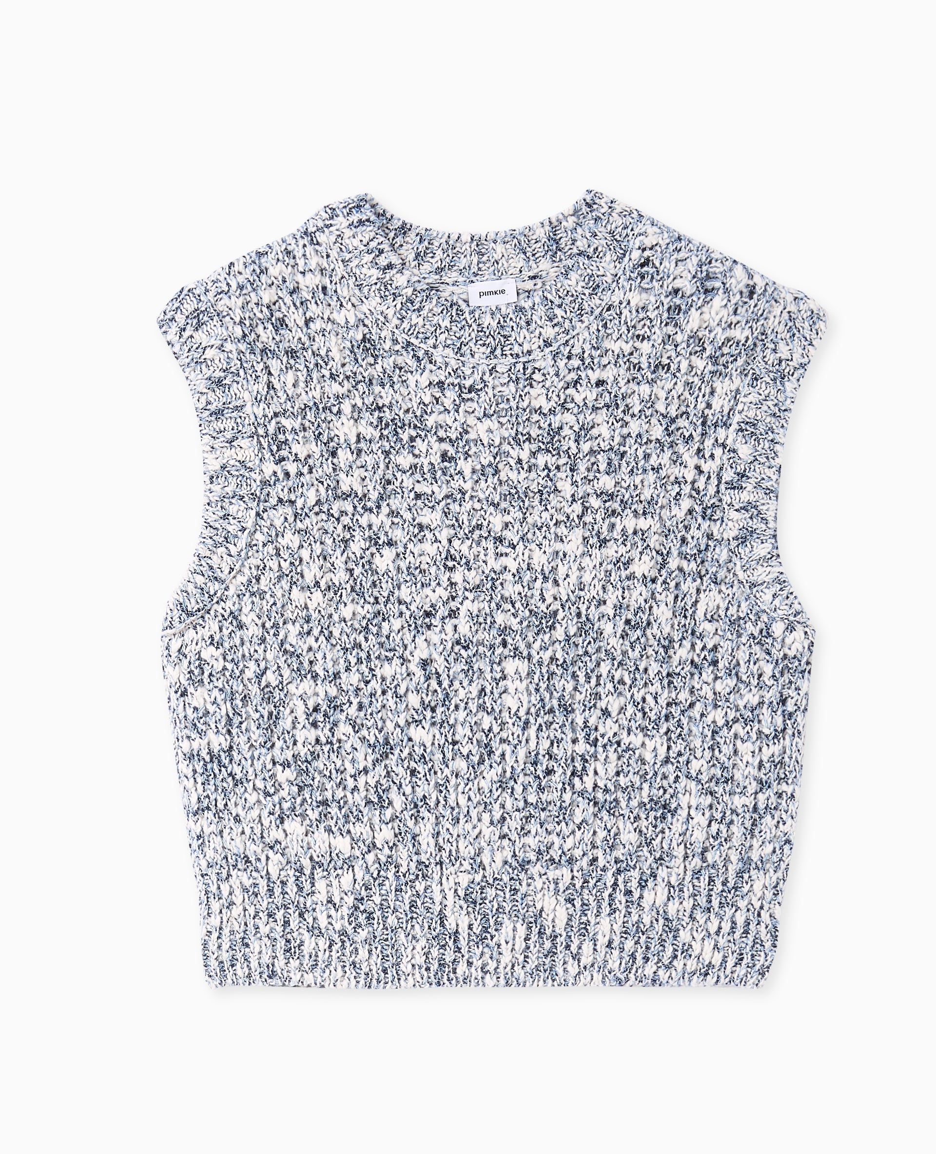 Pull sans manches en maille moulinée