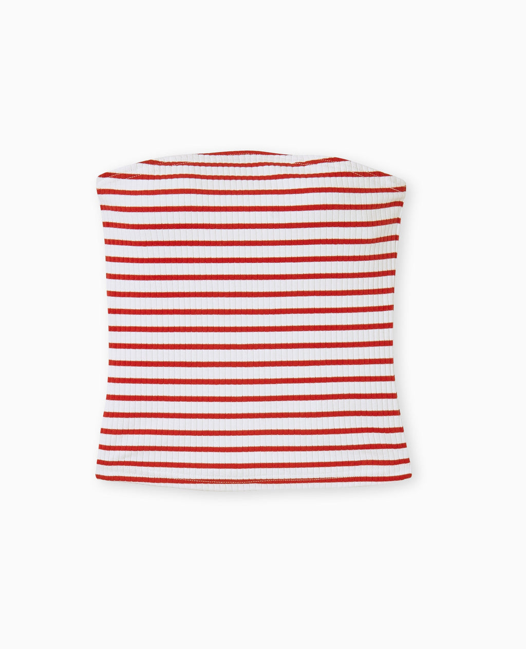 Top bandeau en maille côtelée rayée