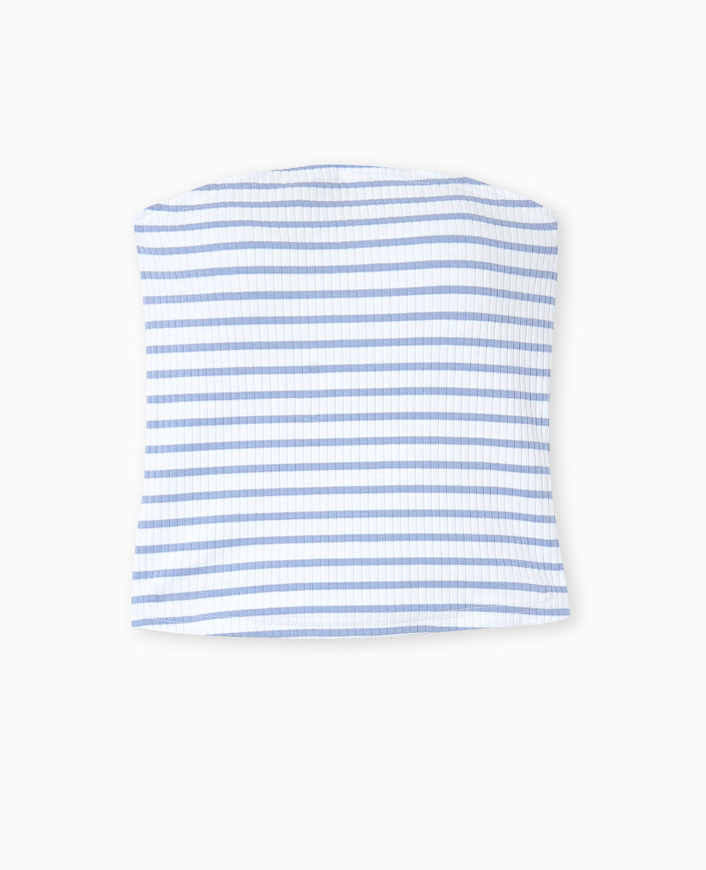 Top bandeau en maille côtelée rayée