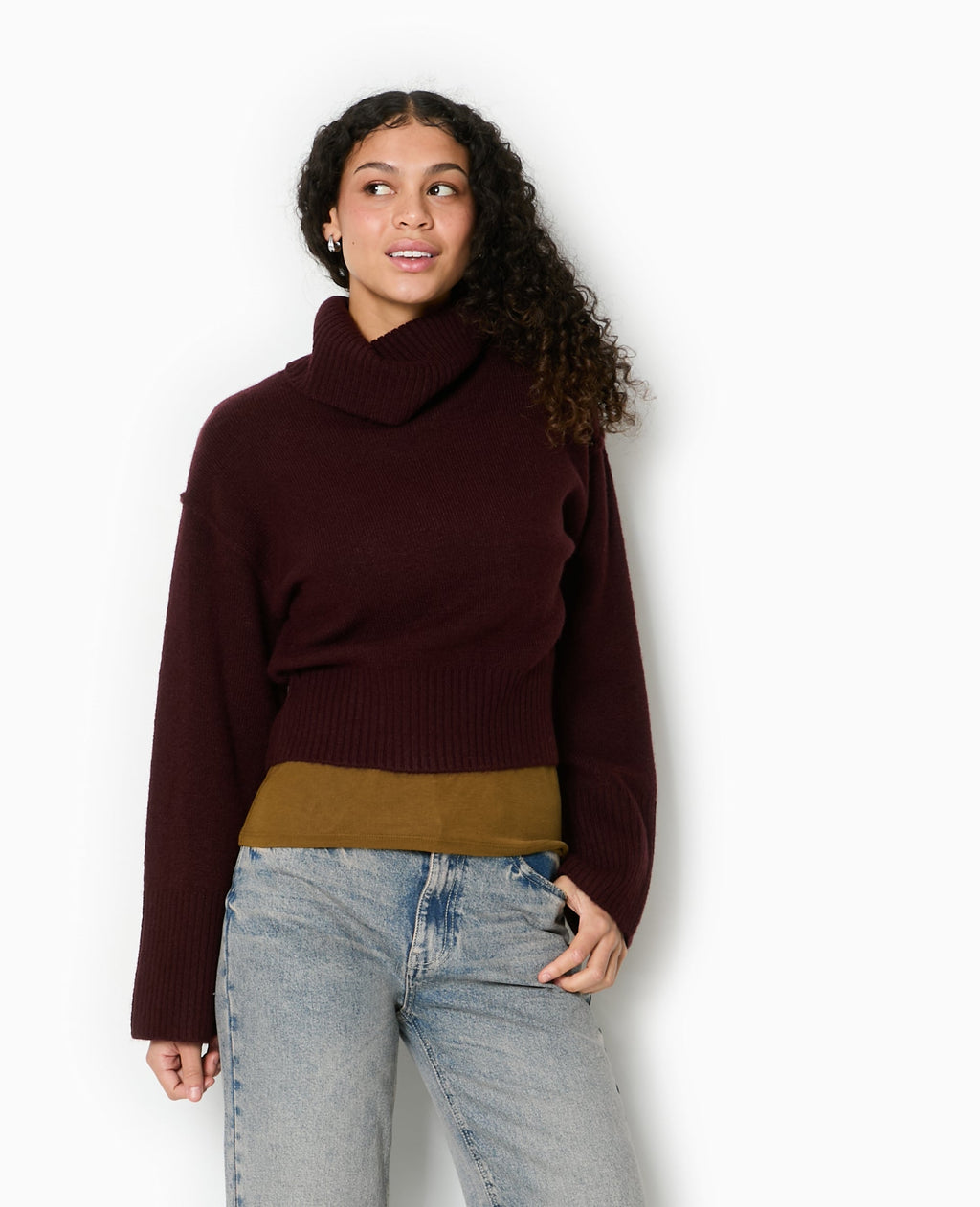 Pull col boule avec manches larges