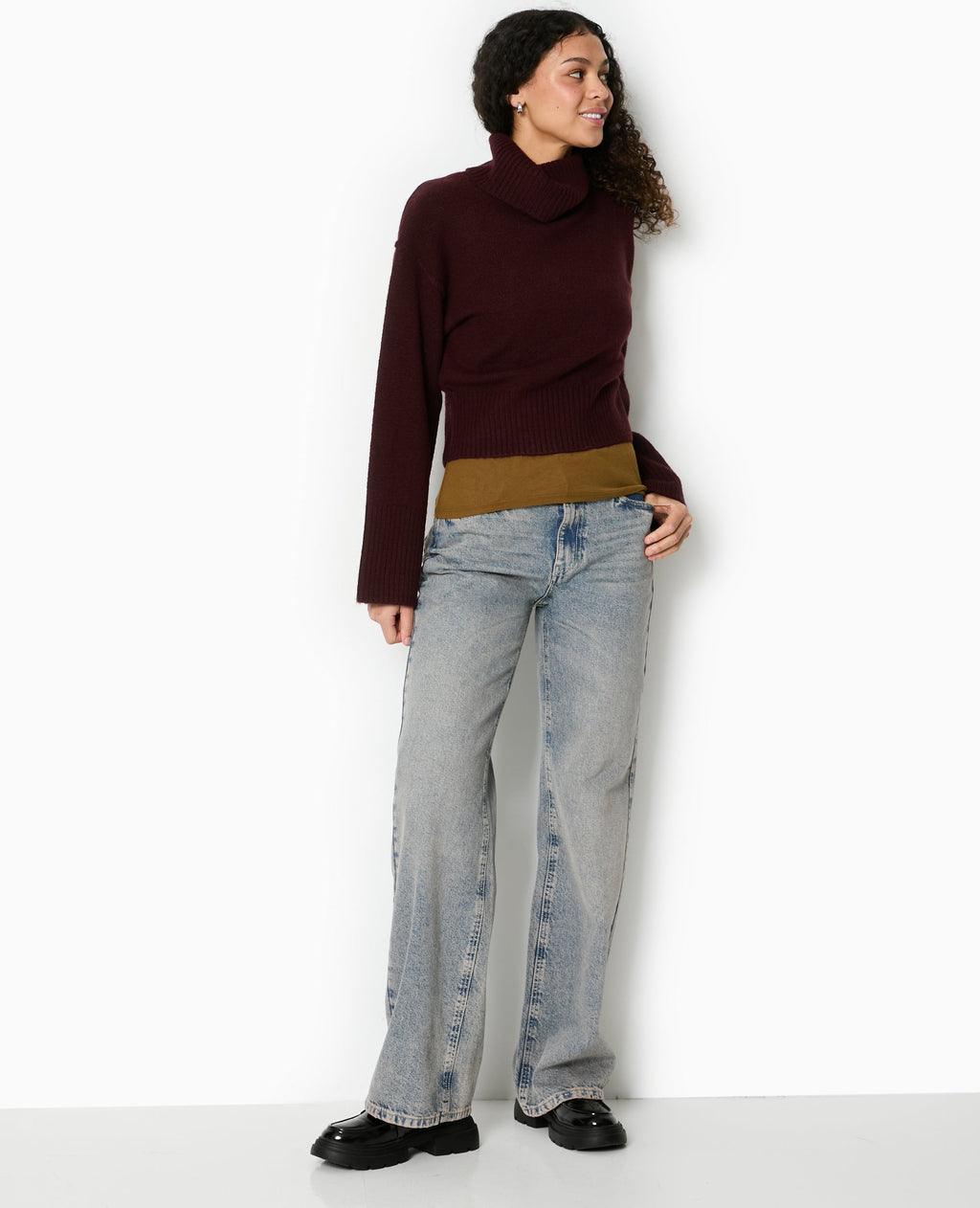 Pull col boule avec manches larges
