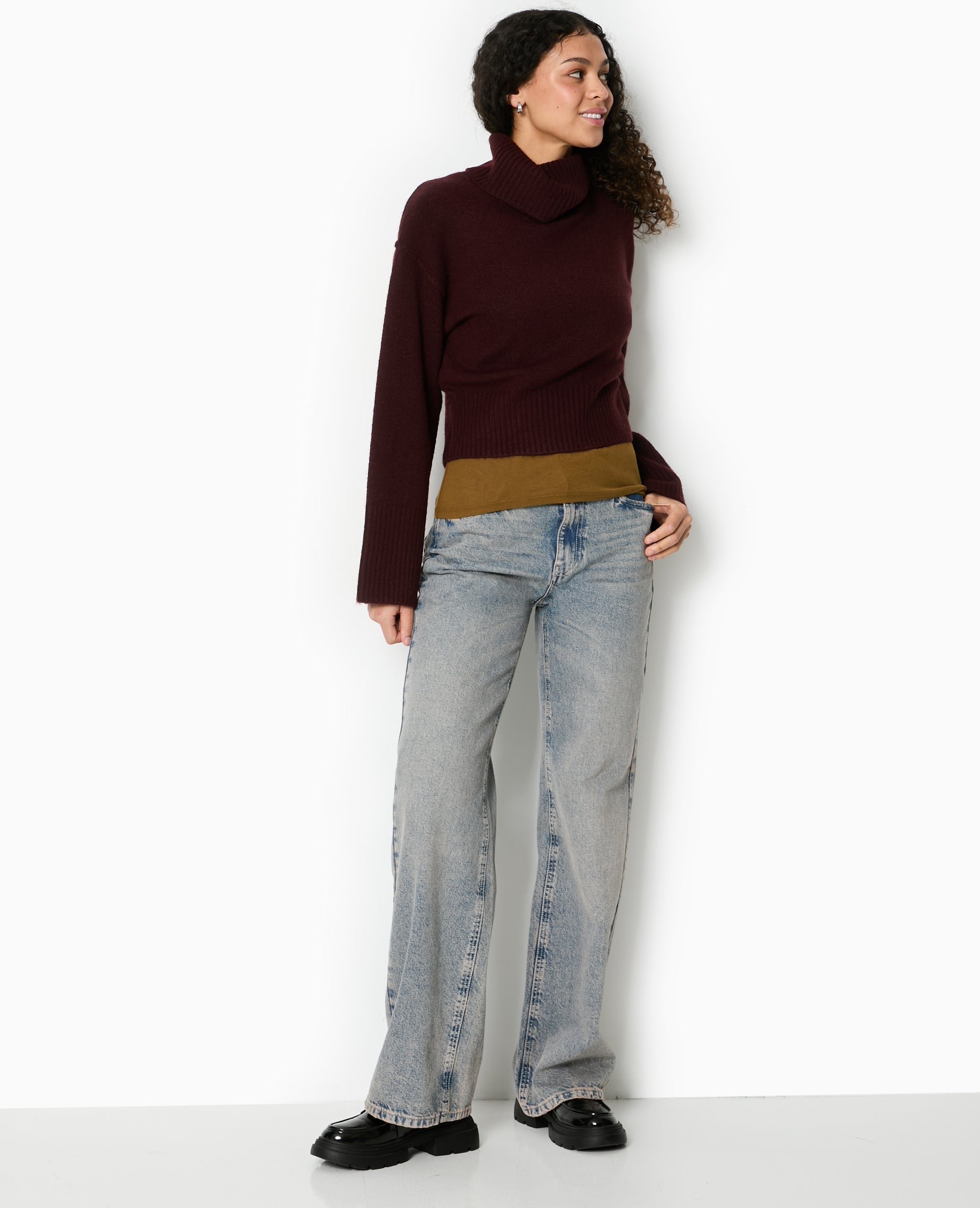 Pull col boule avec manches larges