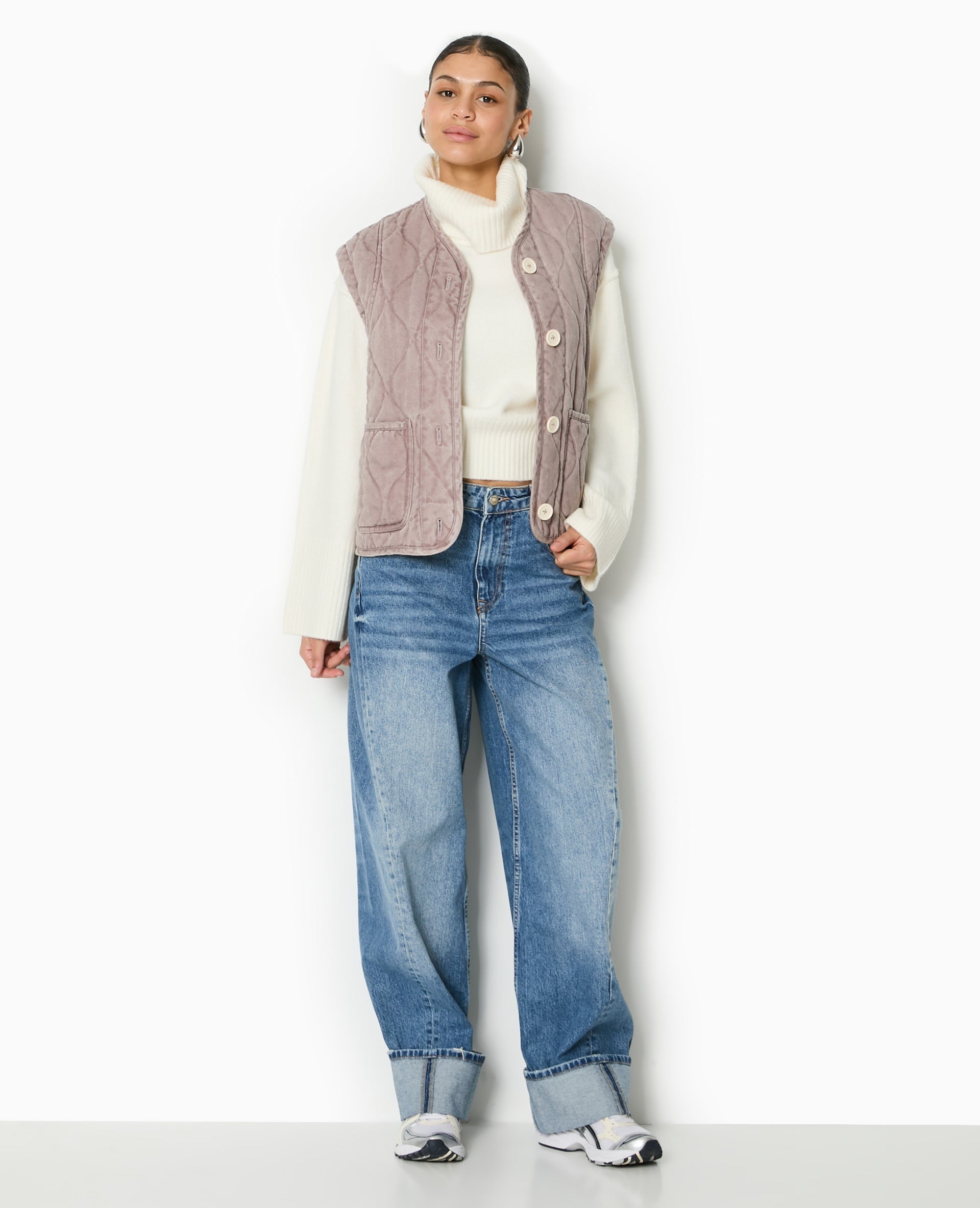 Pull col boule avec manches larges