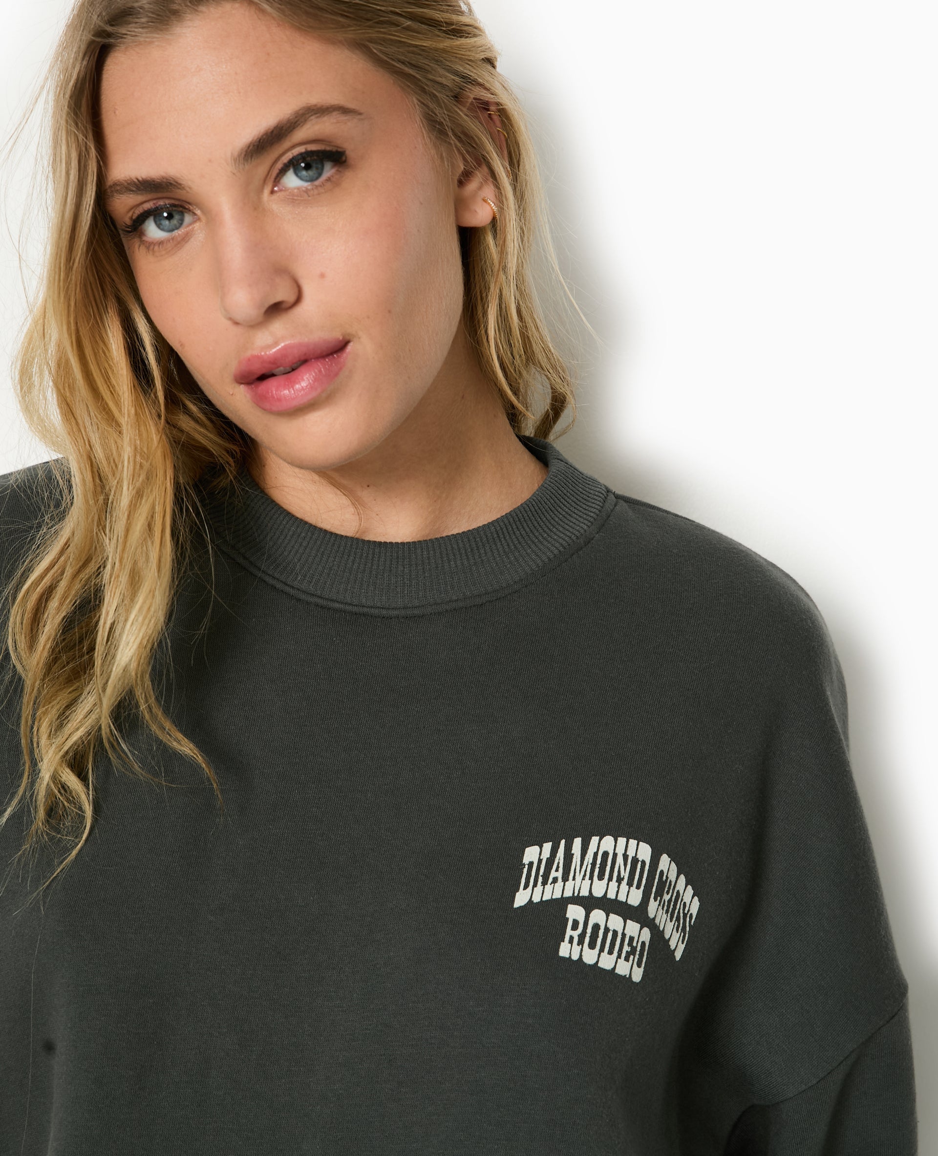 Sweat col rond avec print poitrine et dos