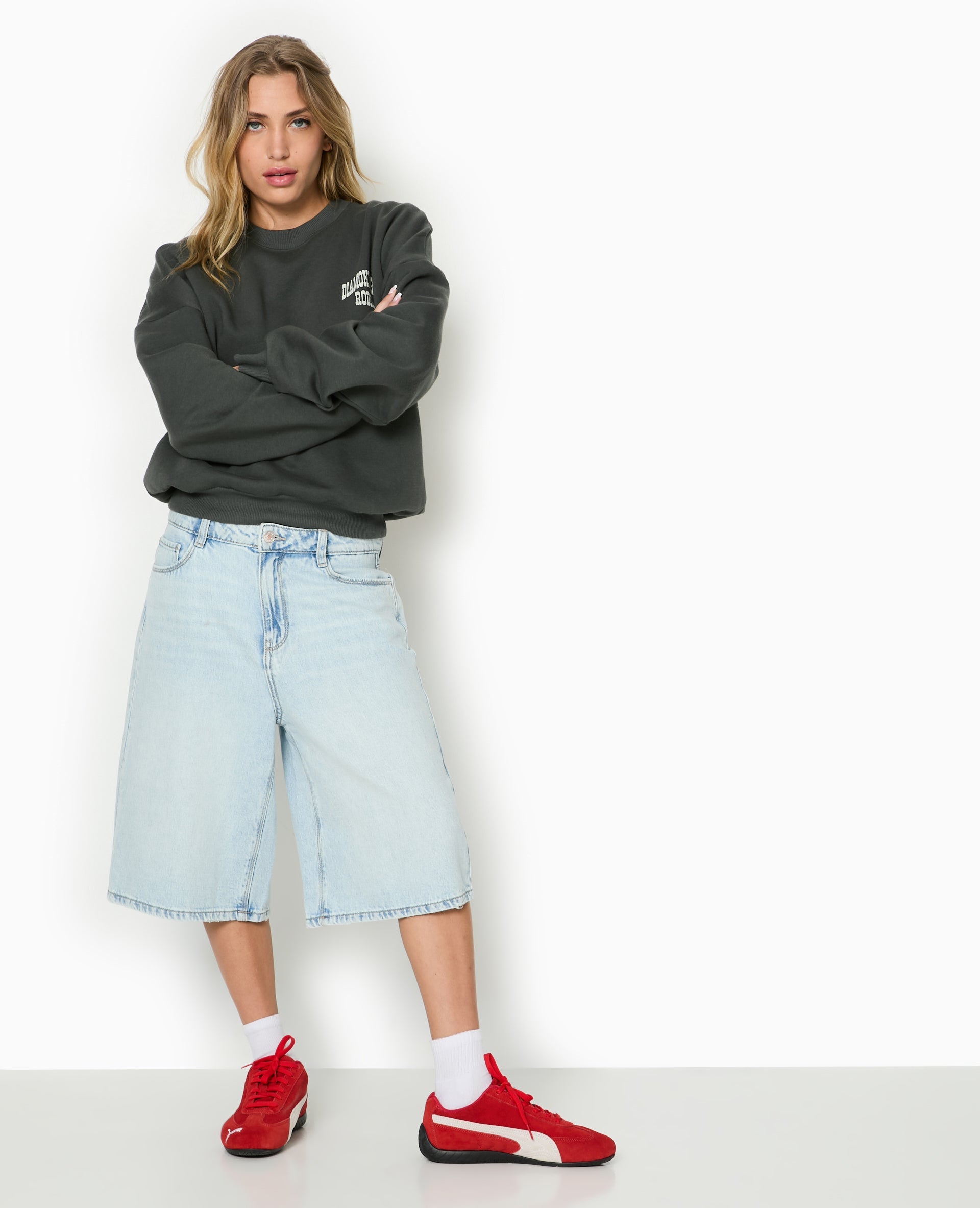 Sweat col rond avec print poitrine et dos