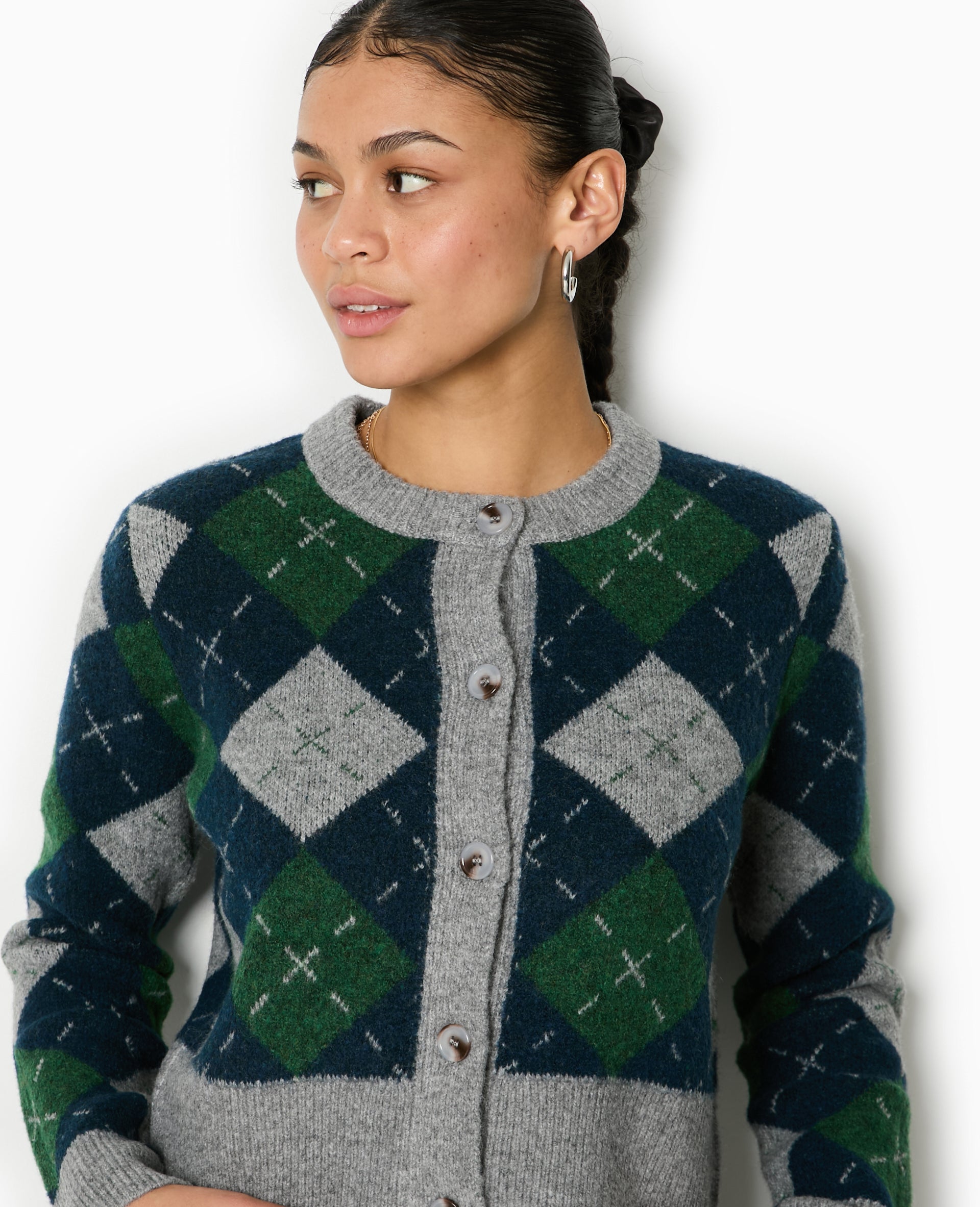 Gilet court motif losanges