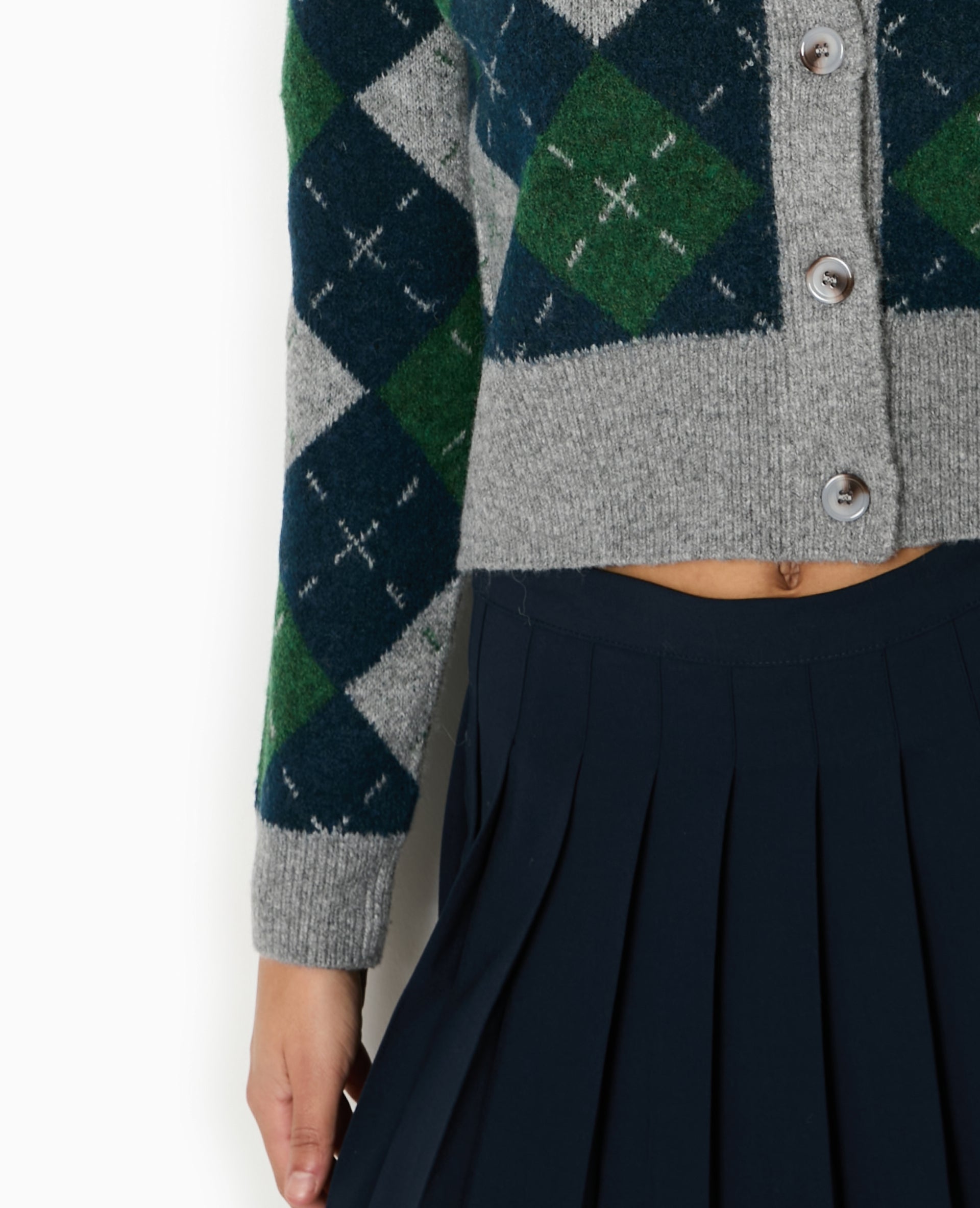 Gilet court motif losanges