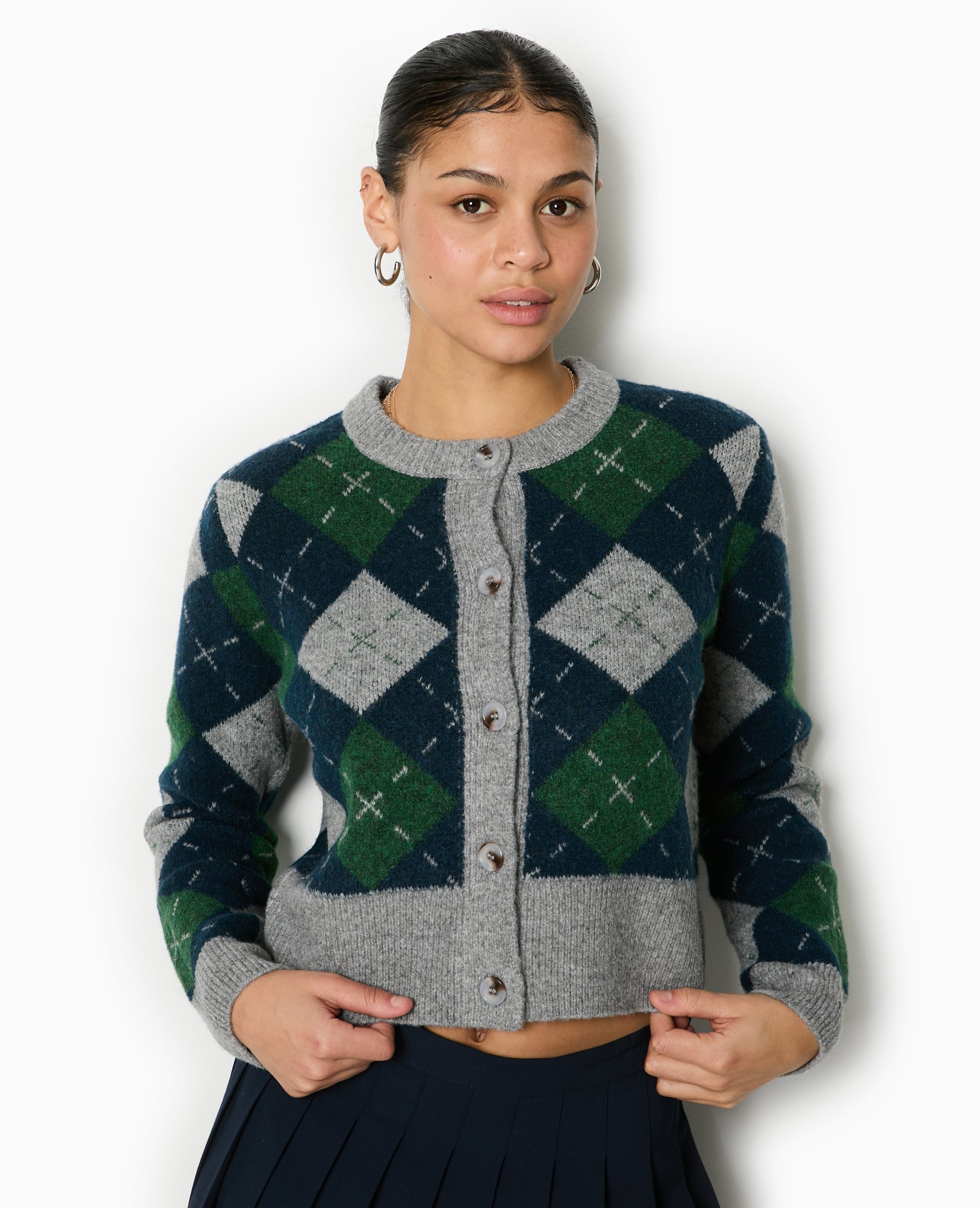 Gilet court motif losanges