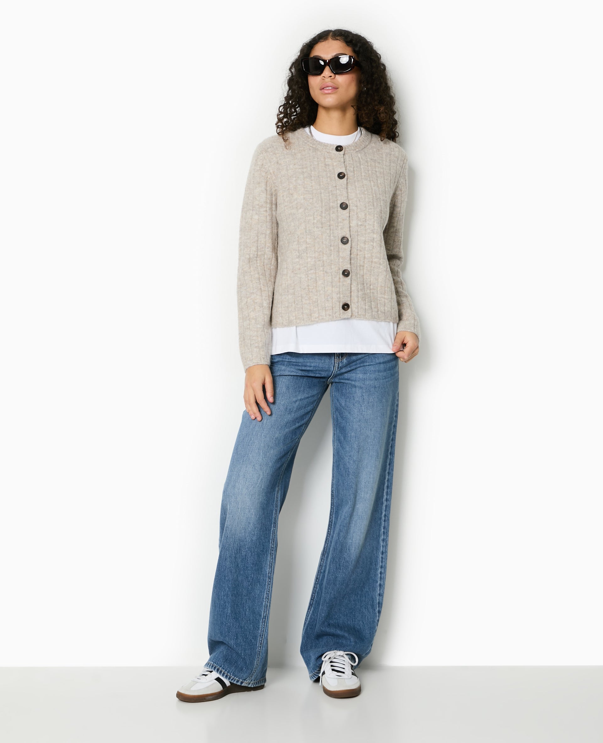 Gilet en maille côtes plates