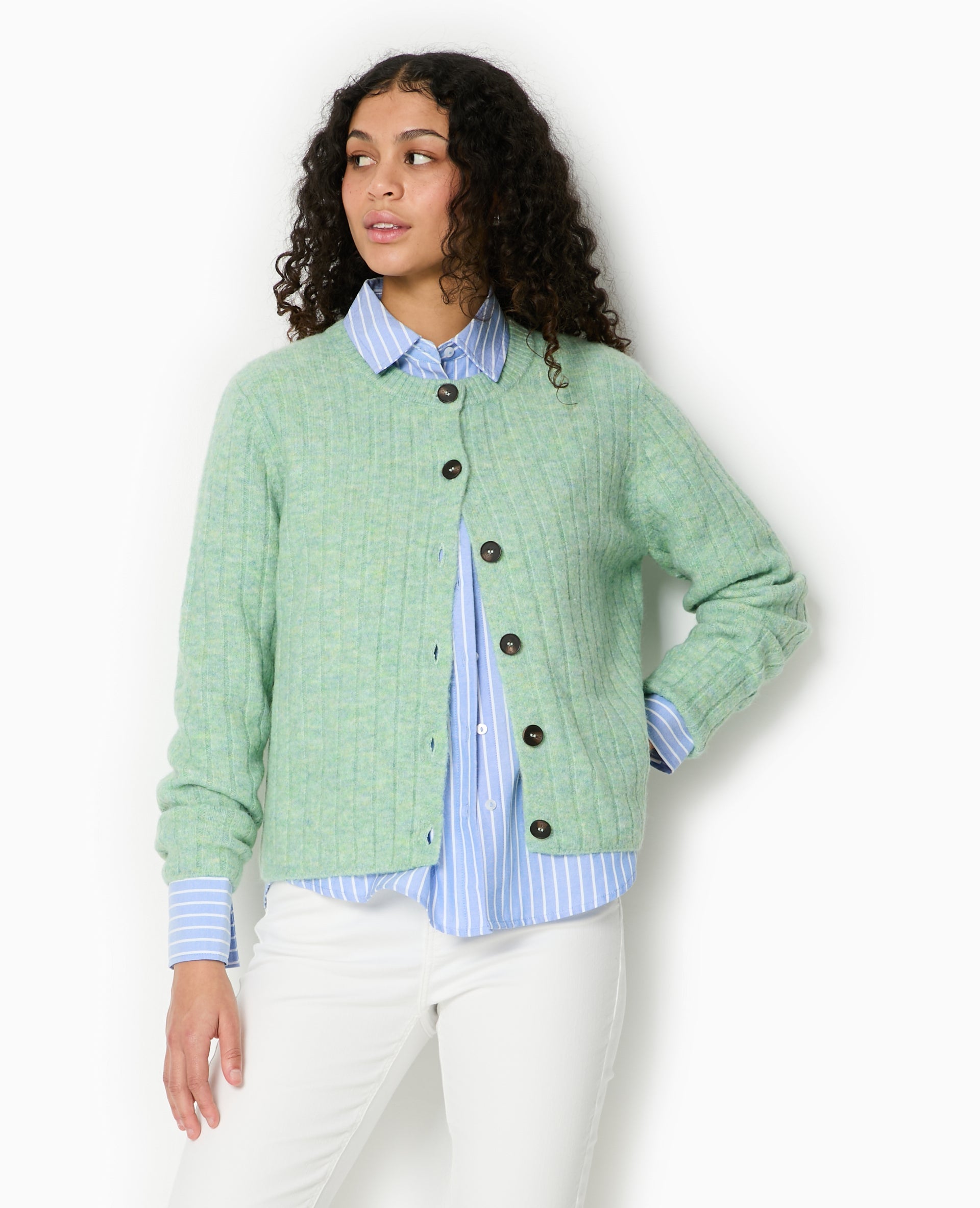 Gilet en maille côtes plates