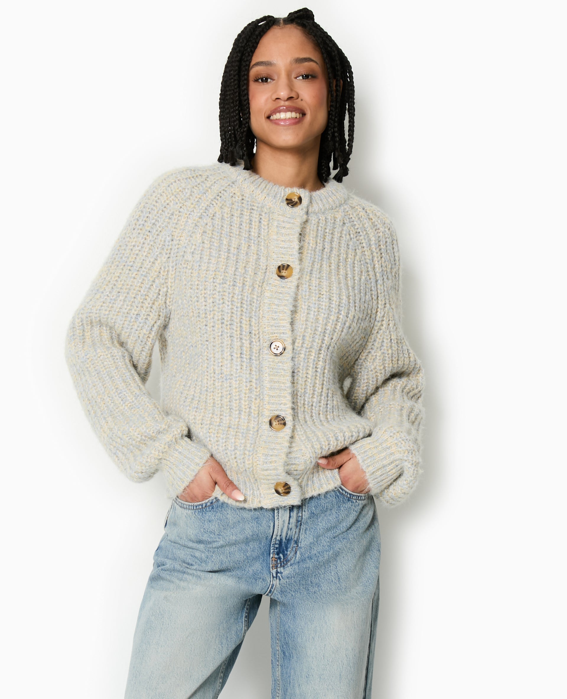 Gilet grosse maille moulinée
