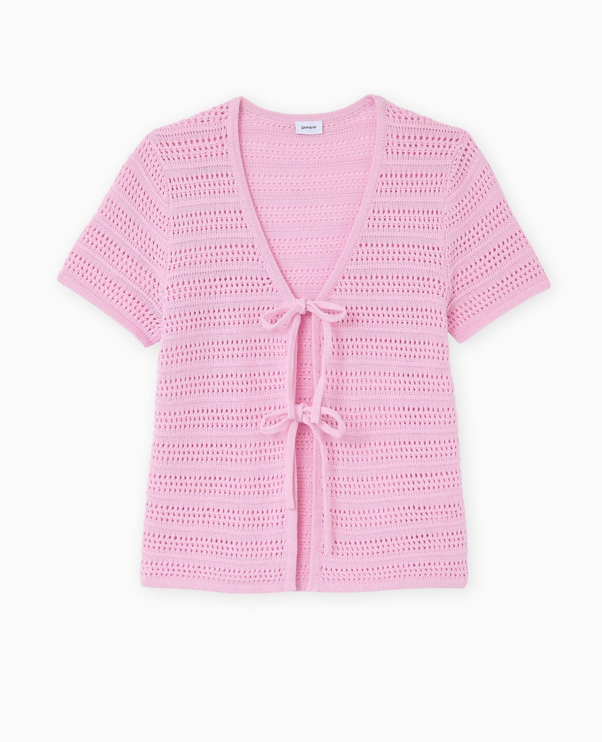 Gilet ajouré manches courtes avec nouettes