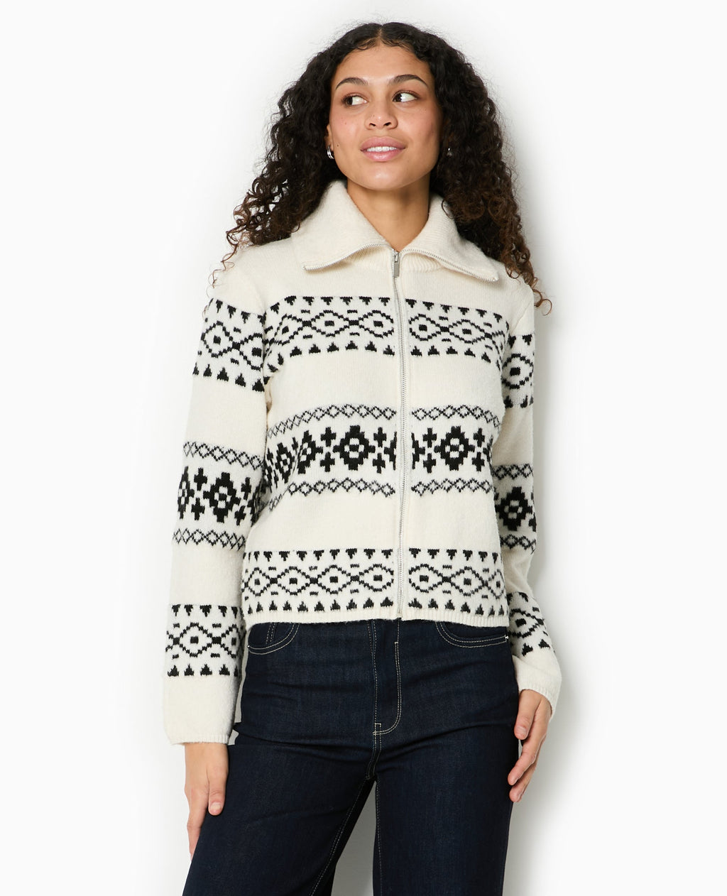 Gilet zippé motif jacquard