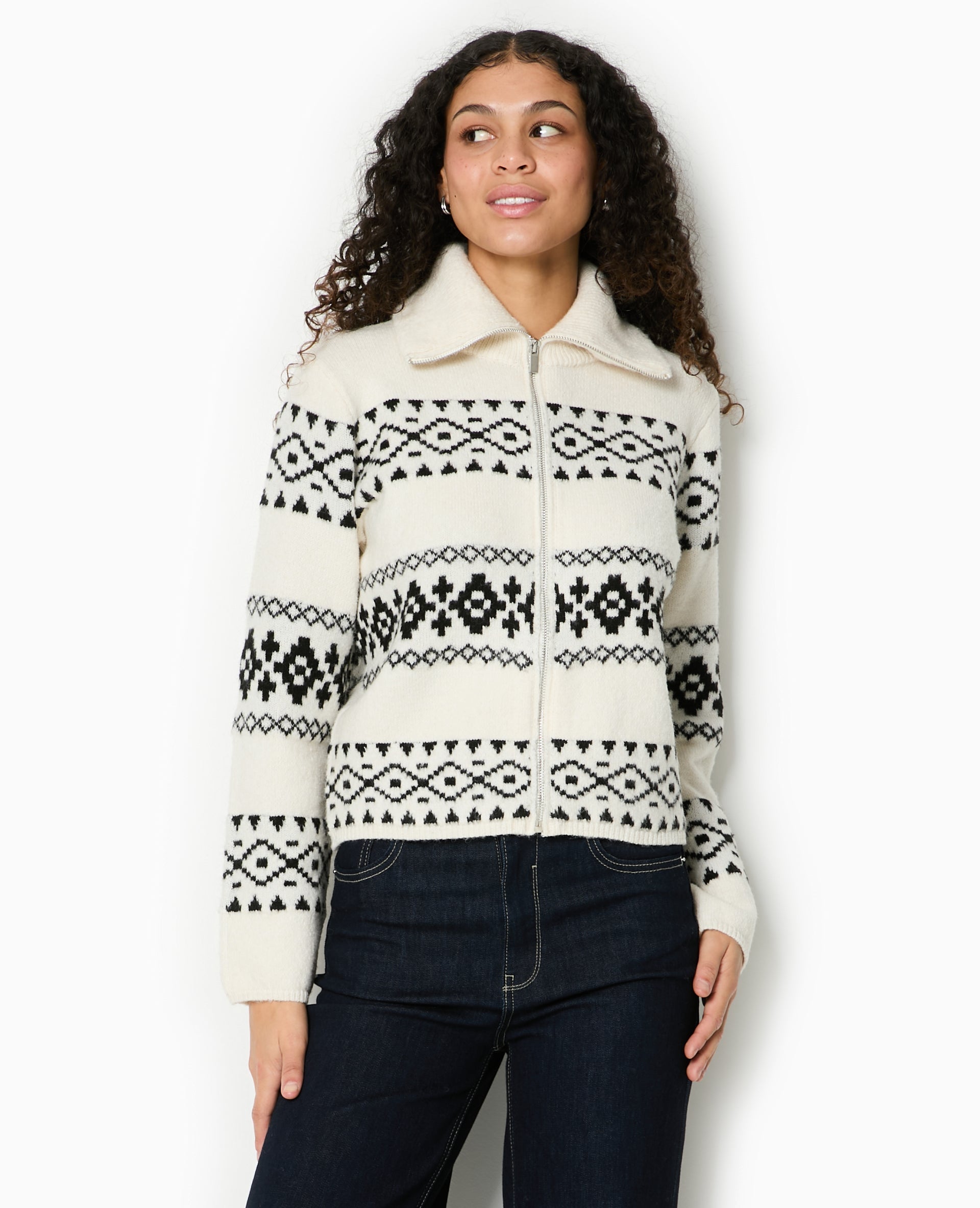 Gilet zippé motif jacquard