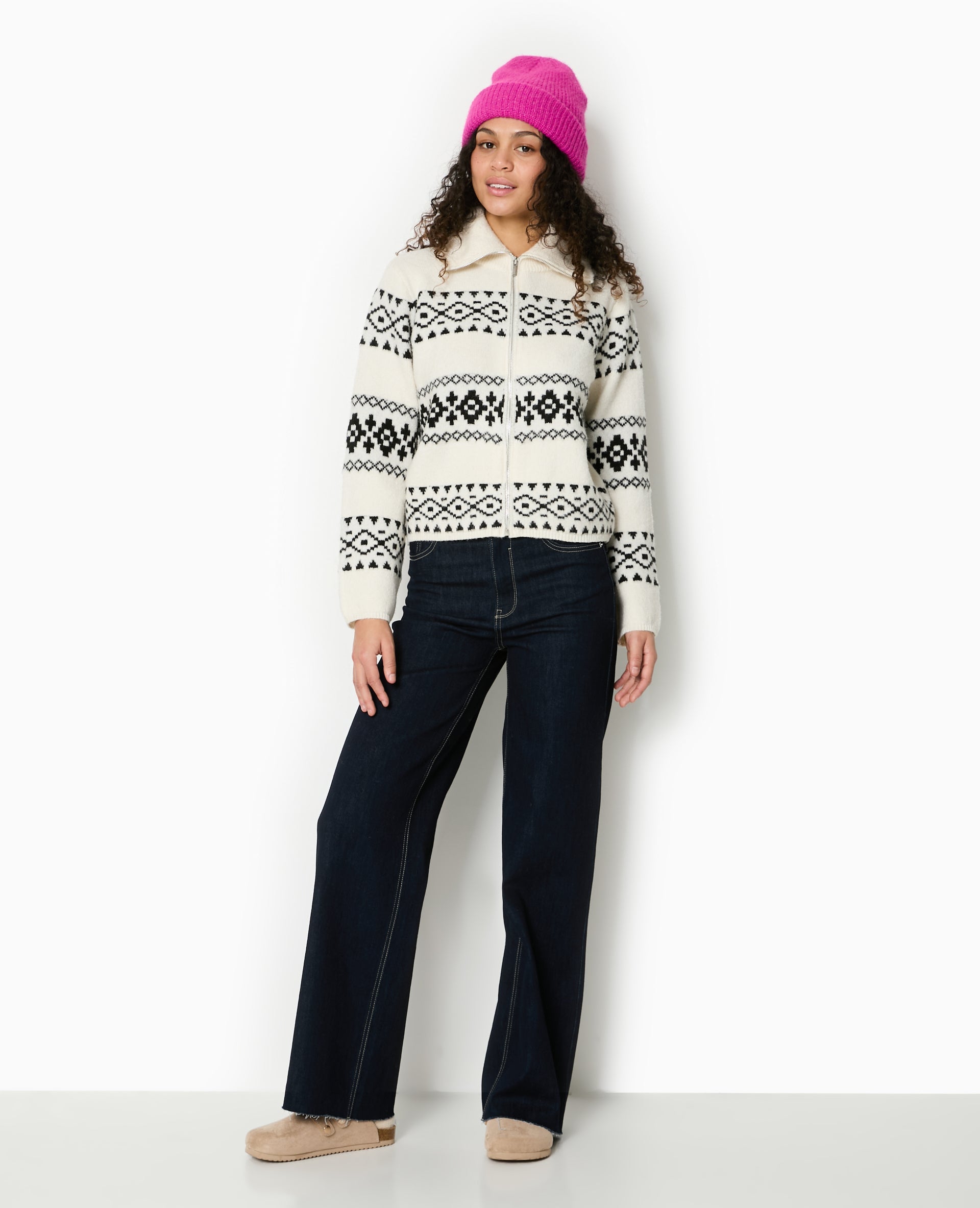 Gilet zippé motif jacquard