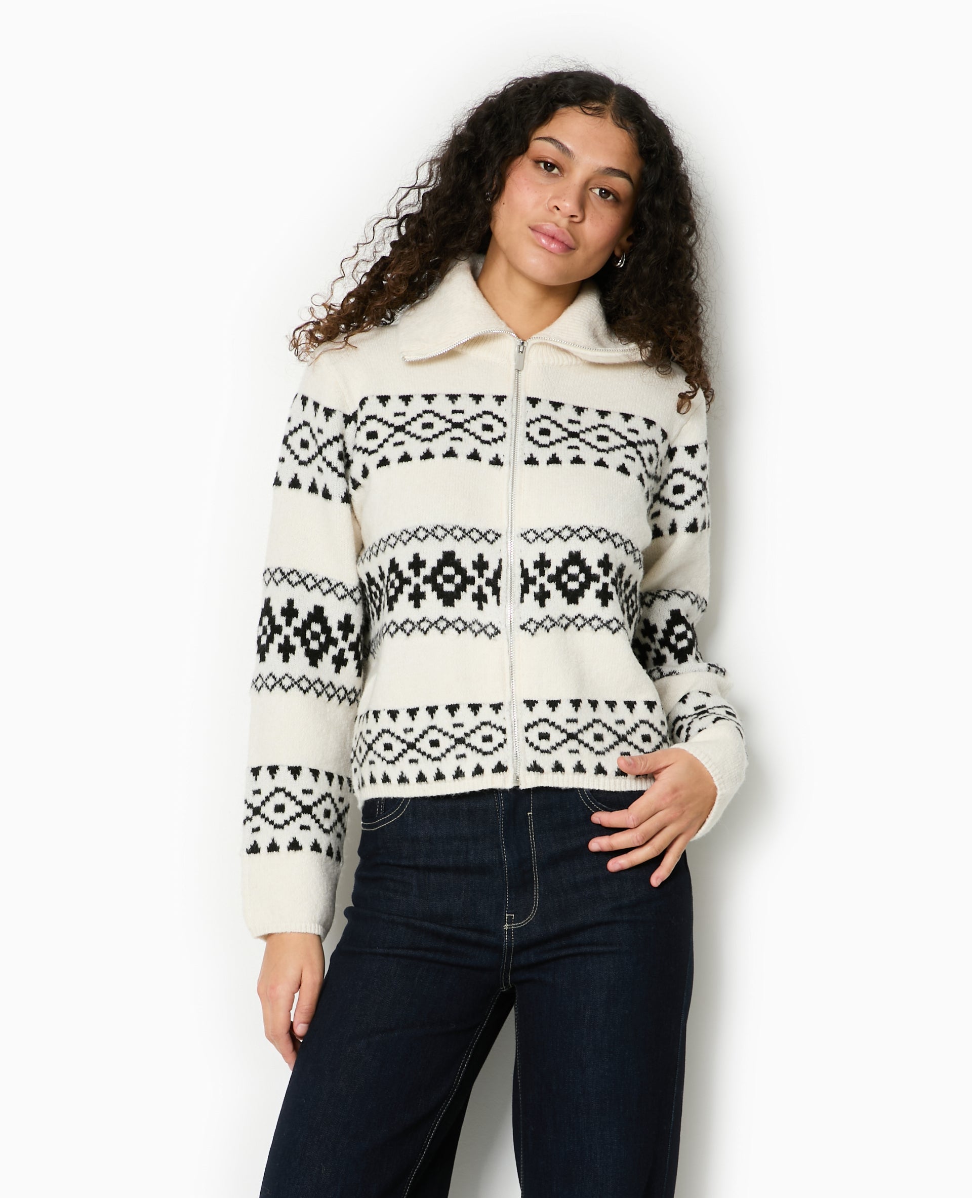 Gilet zippé motif jacquard