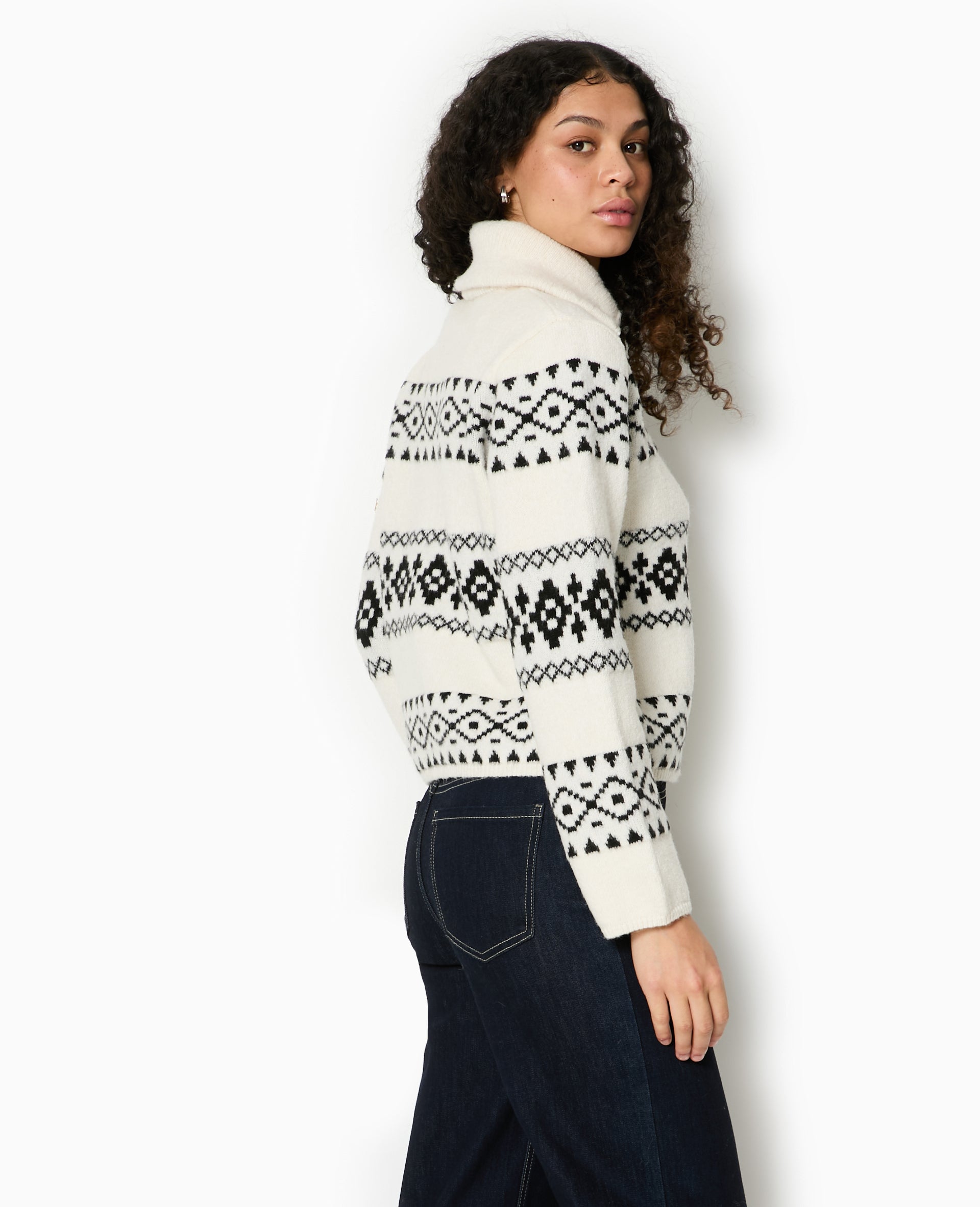 Gilet zippé motif jacquard