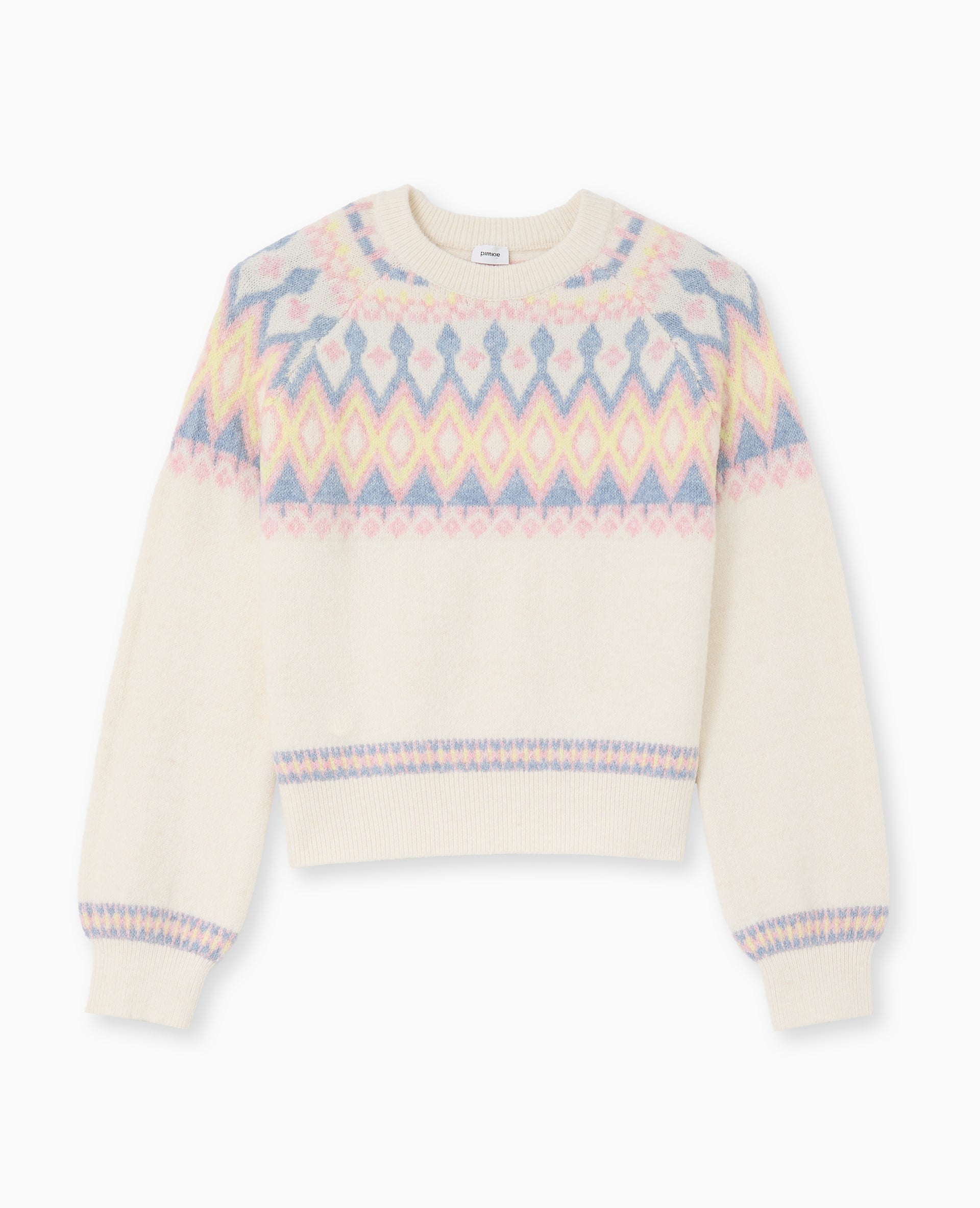 Pull col rond motif jacquard