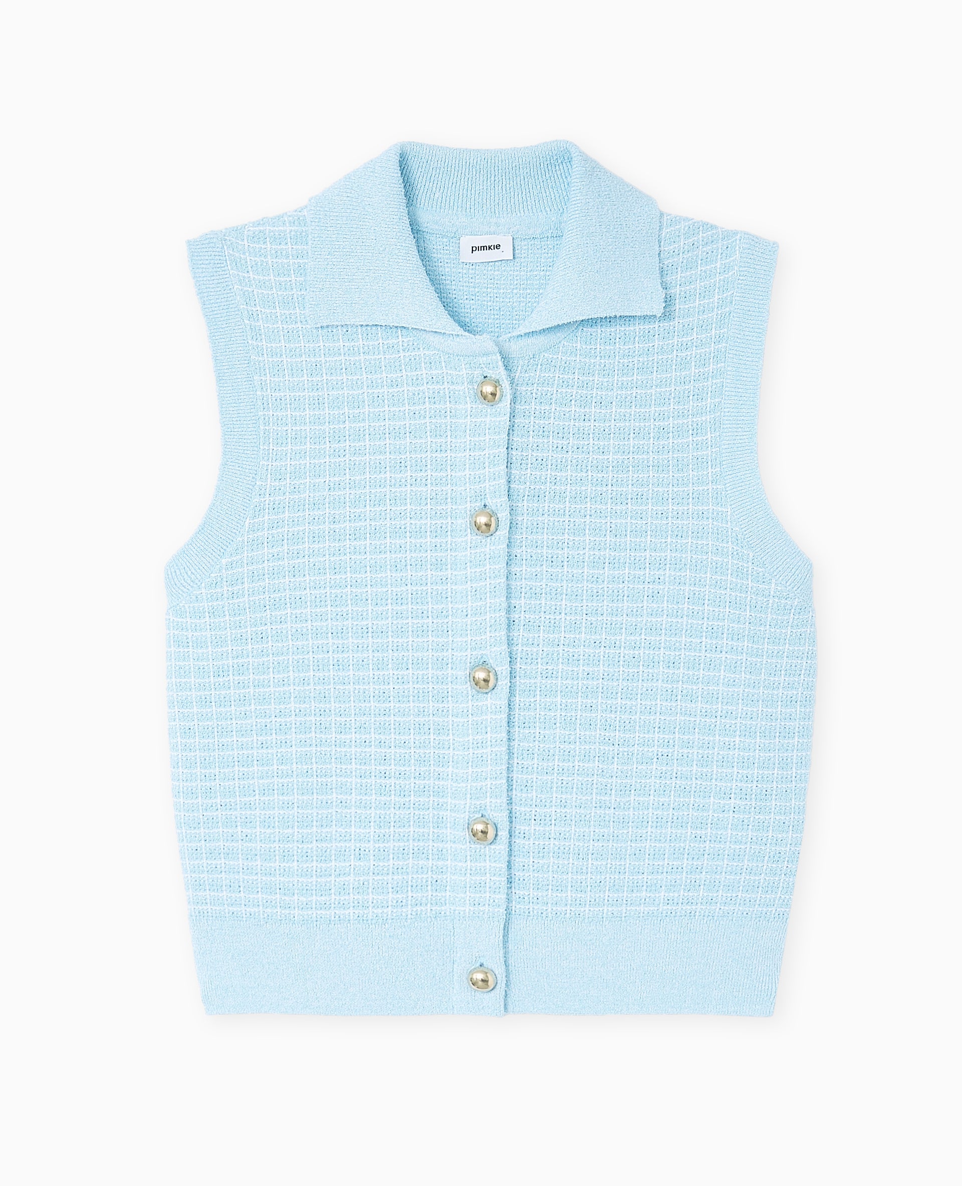 Gilet sans manches en maille à carreaux