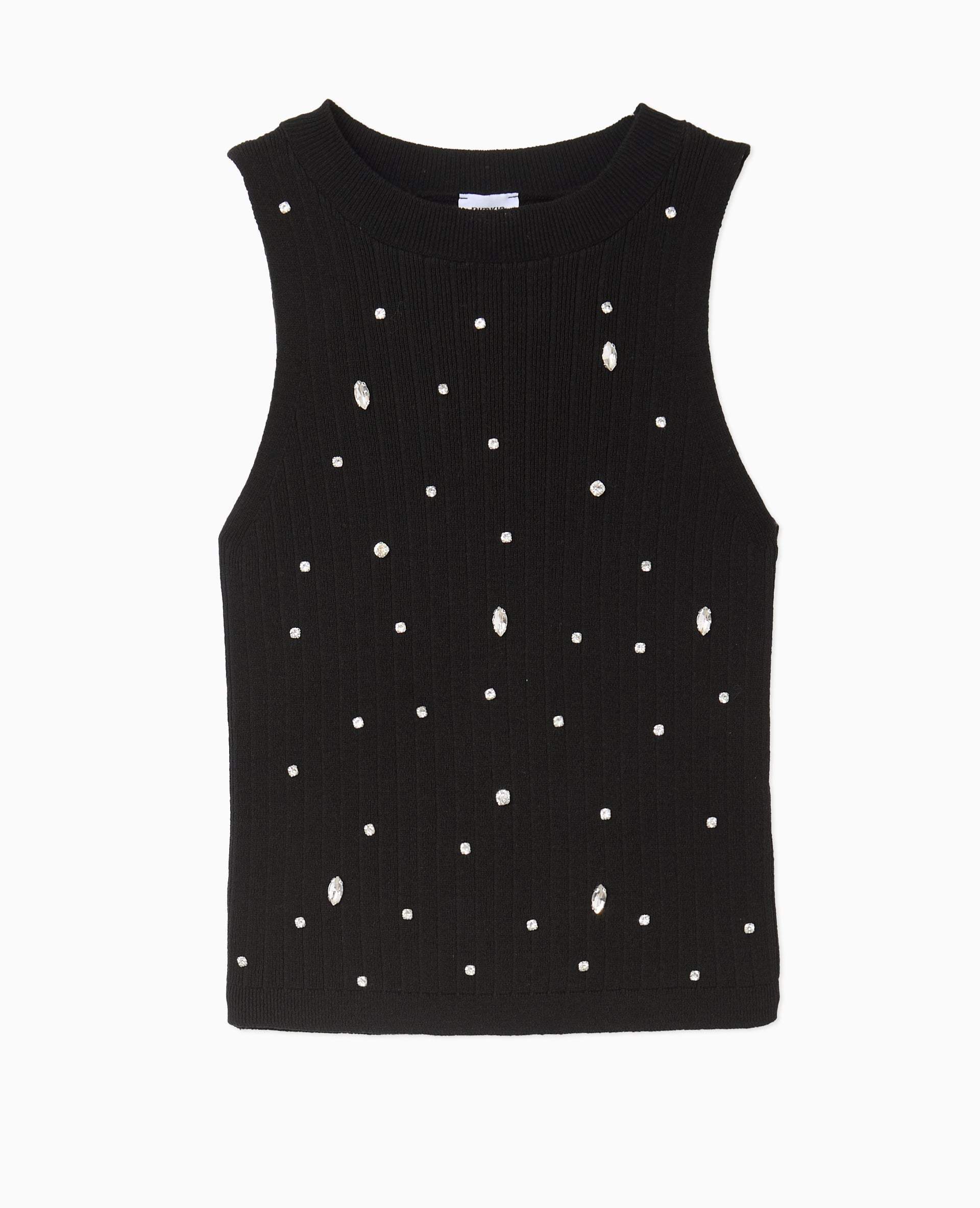 Top sans manches en maille avec strass