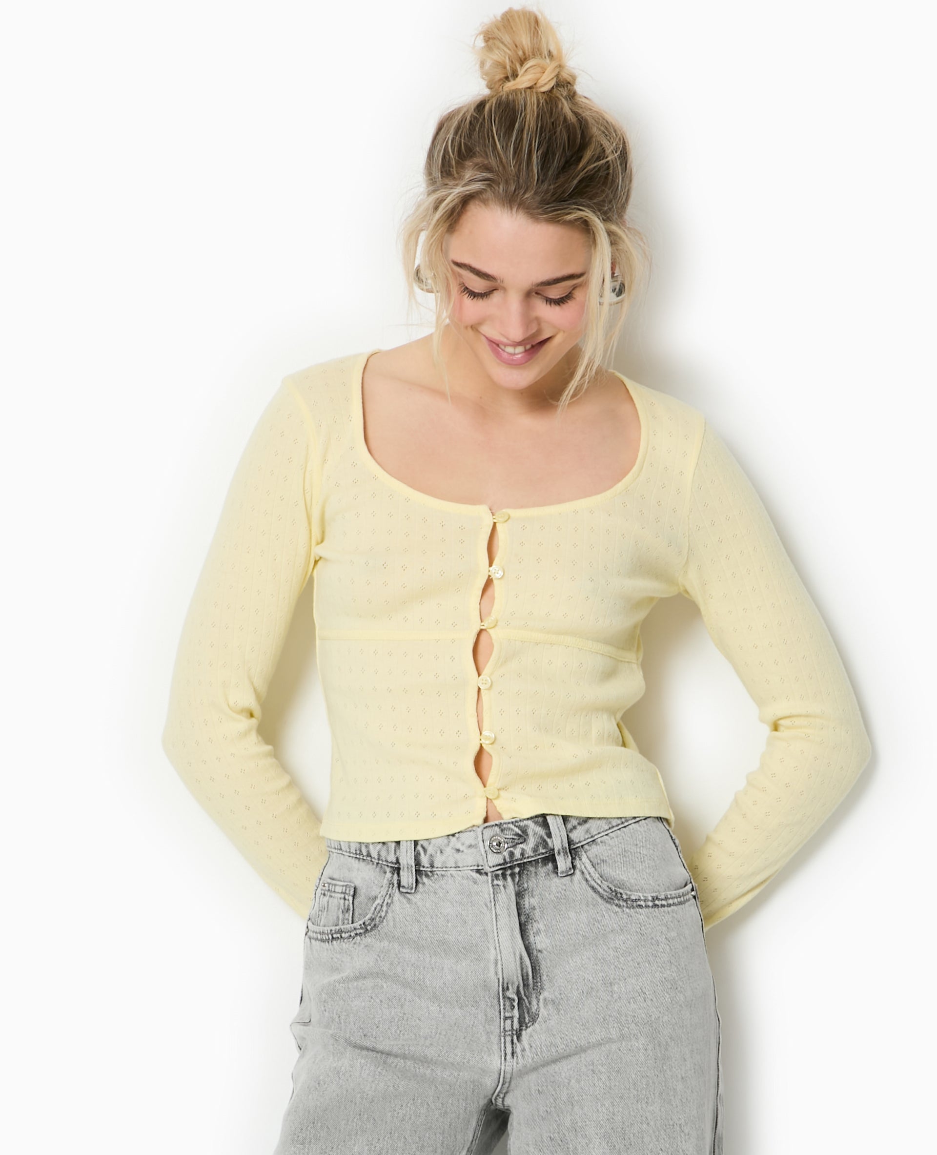 Top cardigan en maille fantaisie