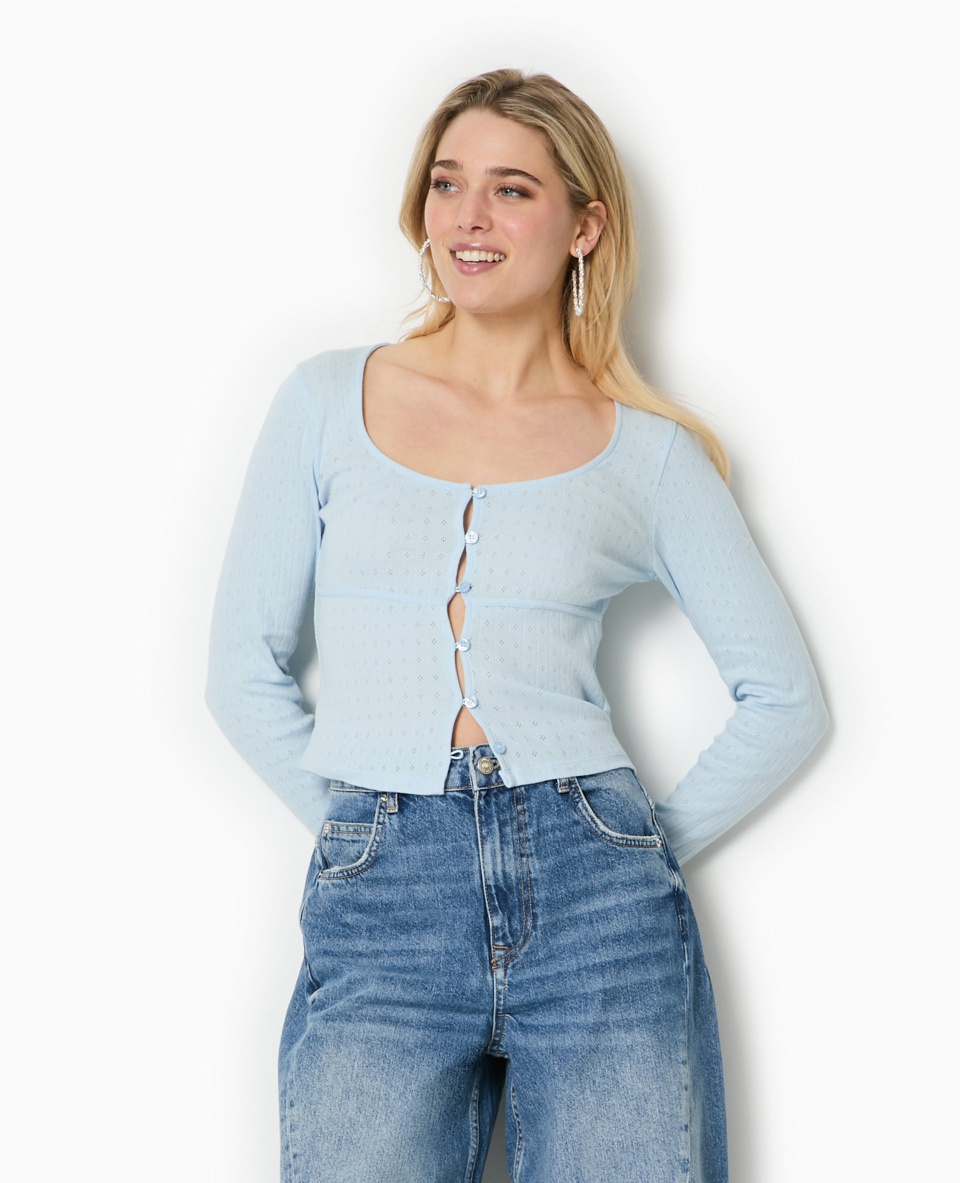 Top cardigan en maille fantaisie