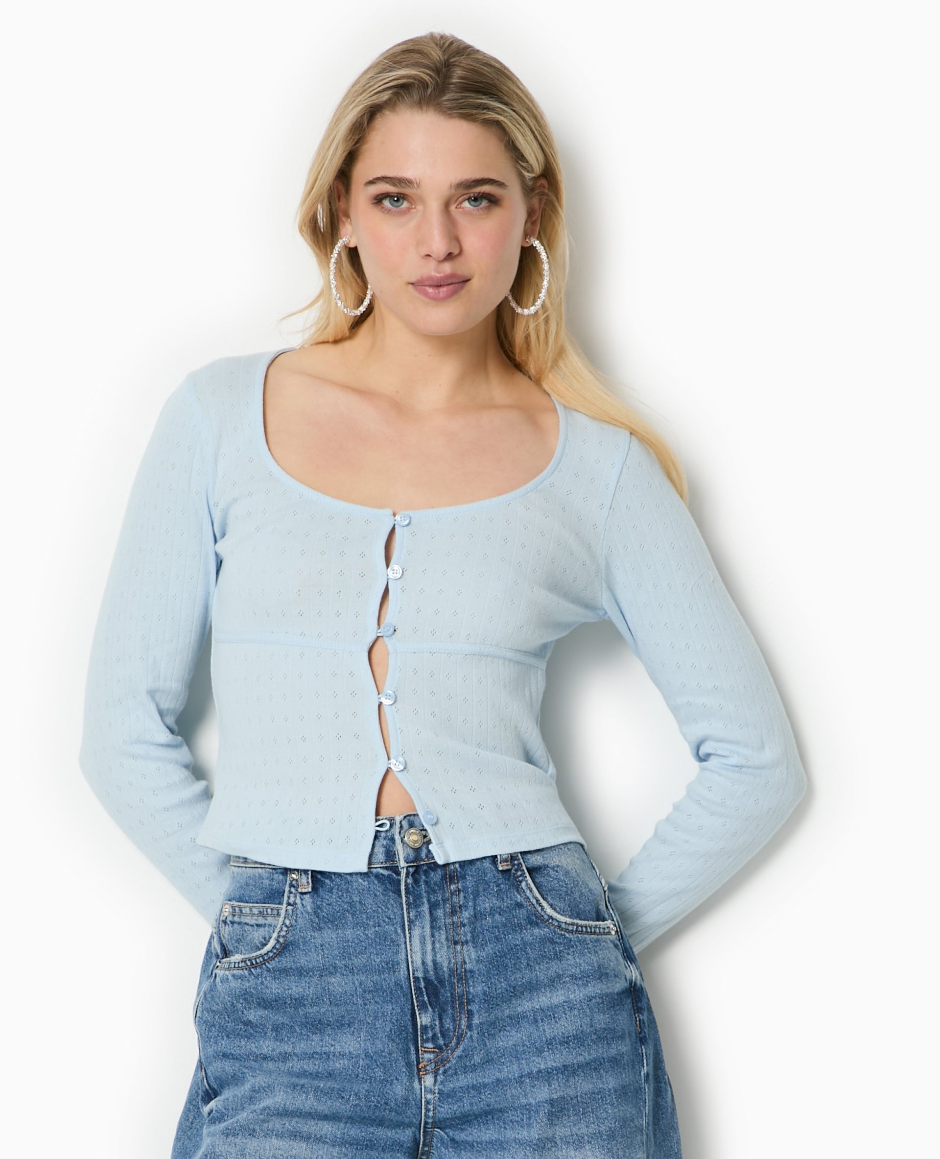 Top cardigan en maille fantaisie