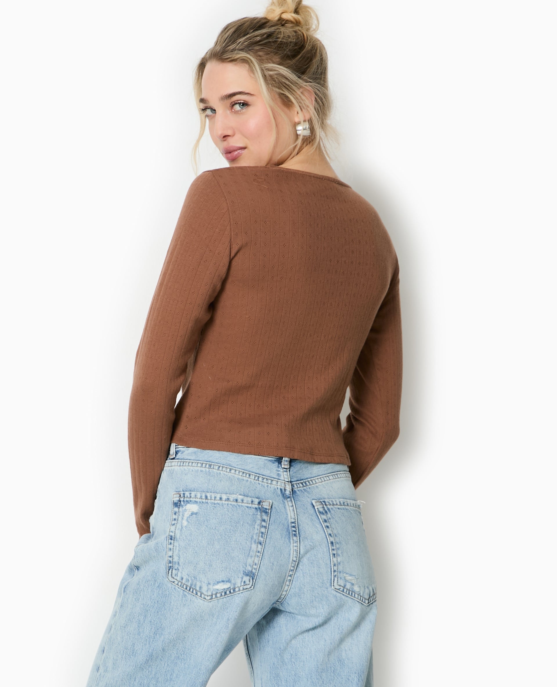 Top cardigan en maille fantaisie