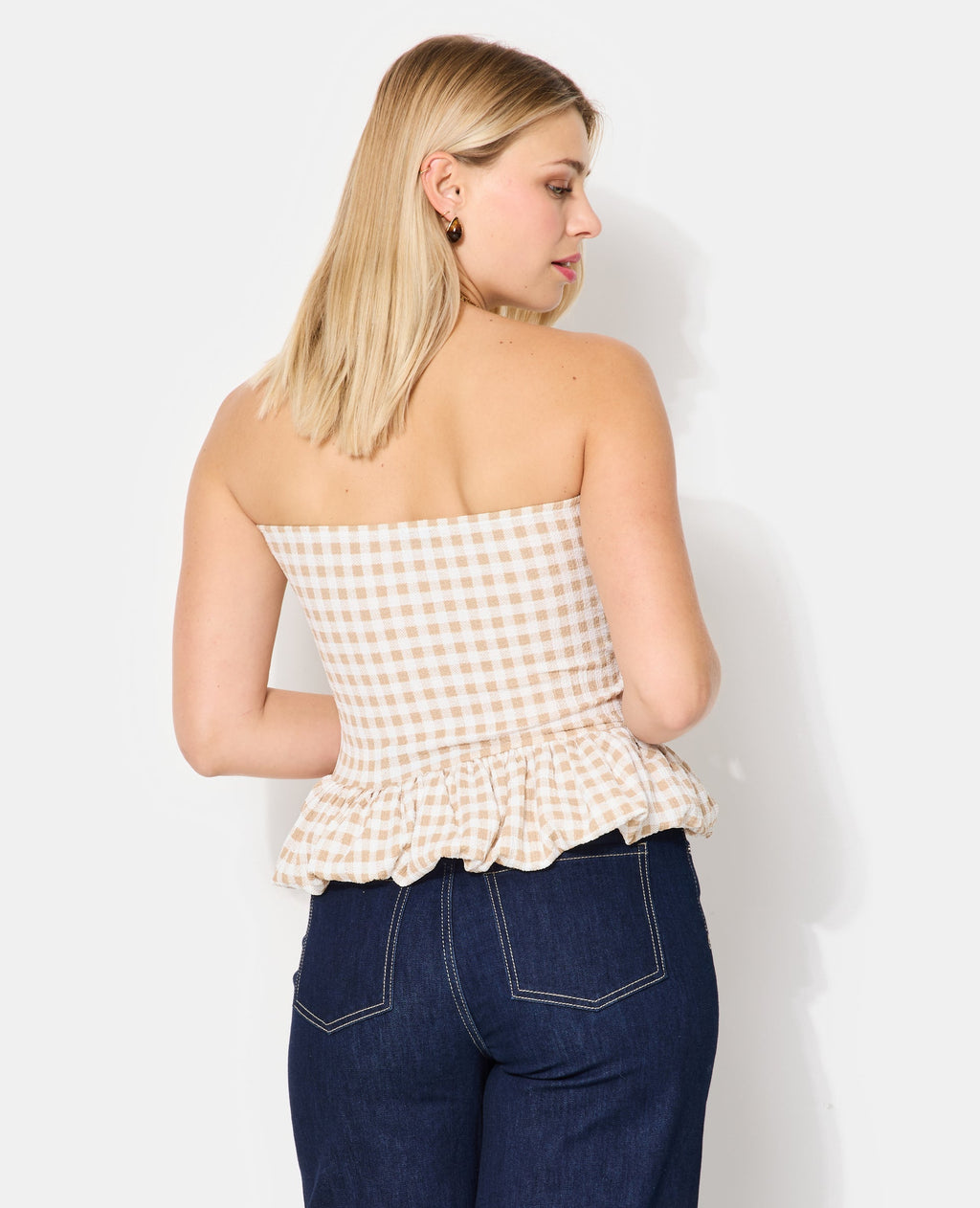 Top bustier avec base balloon motif vichy