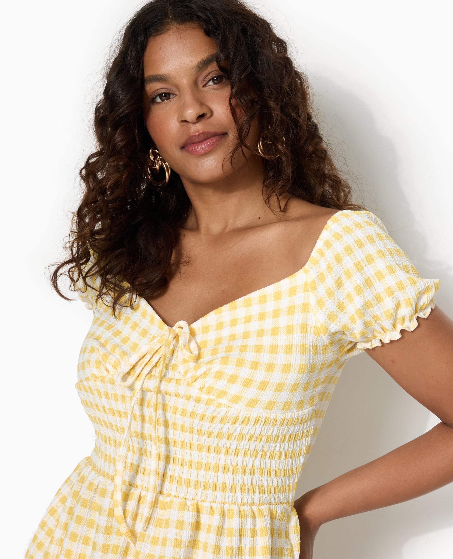 Top manches ballons motif vichy