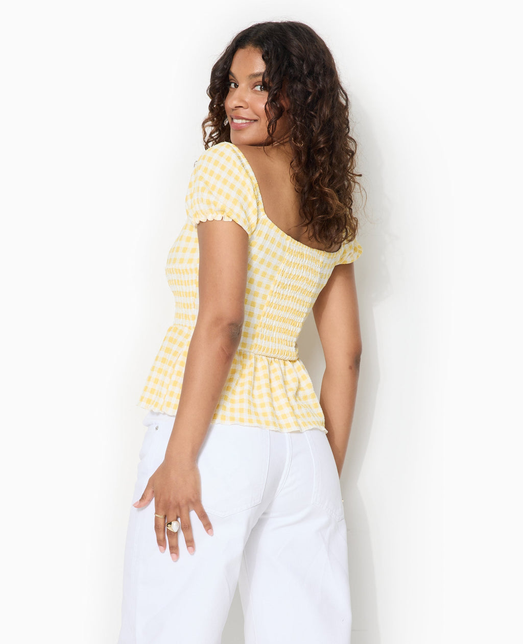Top manches ballons motif vichy