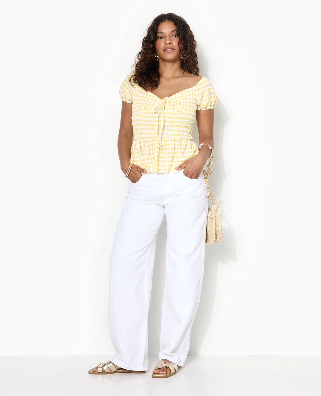 Top manches ballons motif vichy