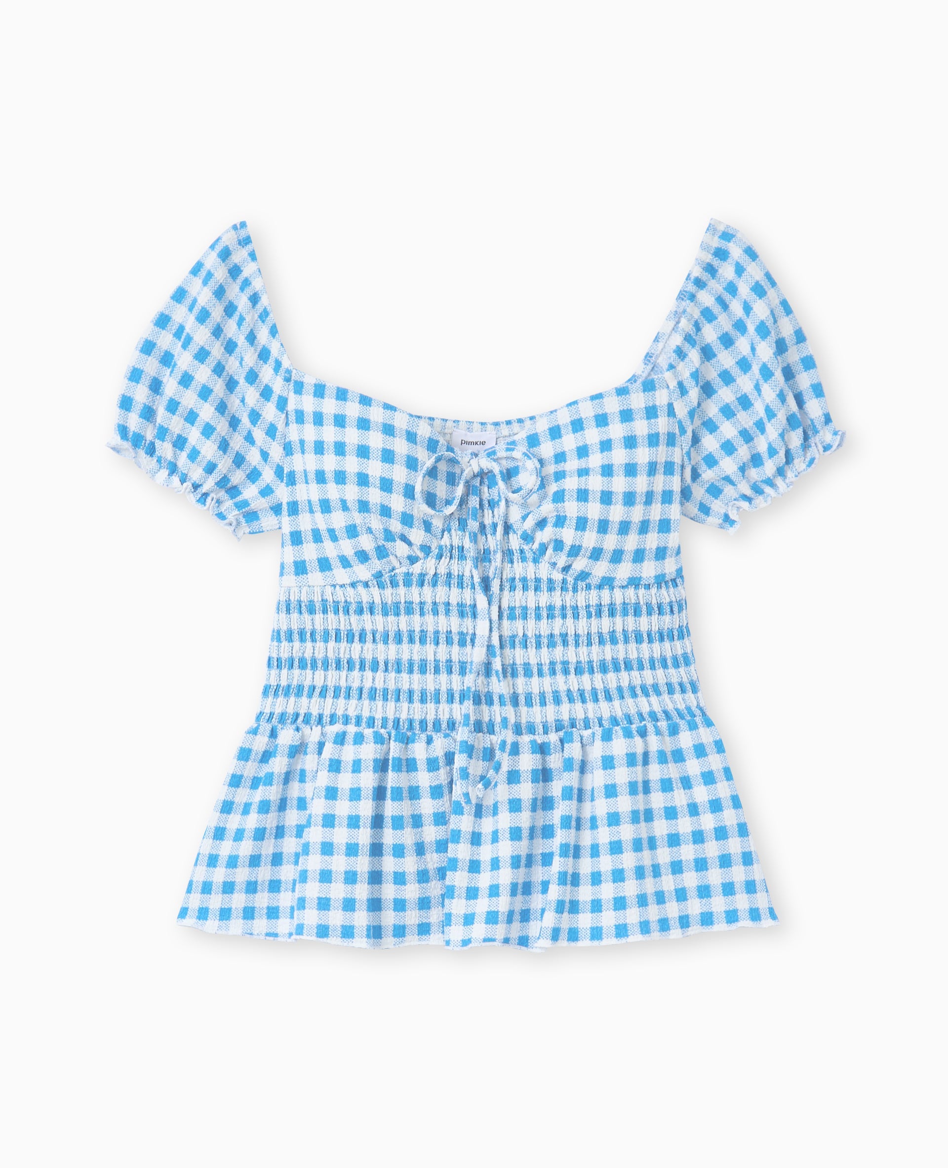 Top manches ballons motif vichy
