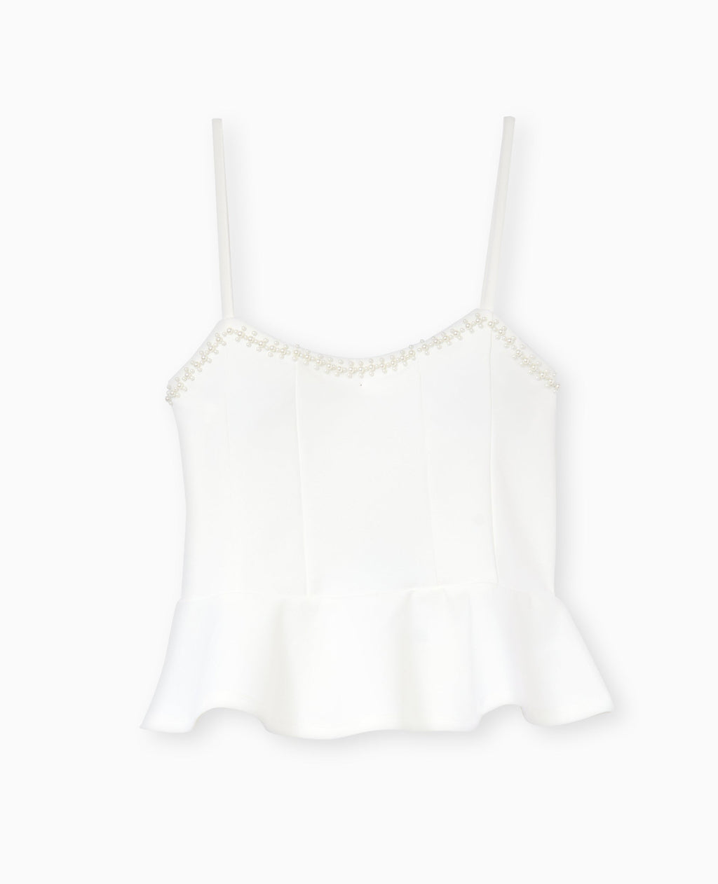 Top peplum à bretelles avec perles
