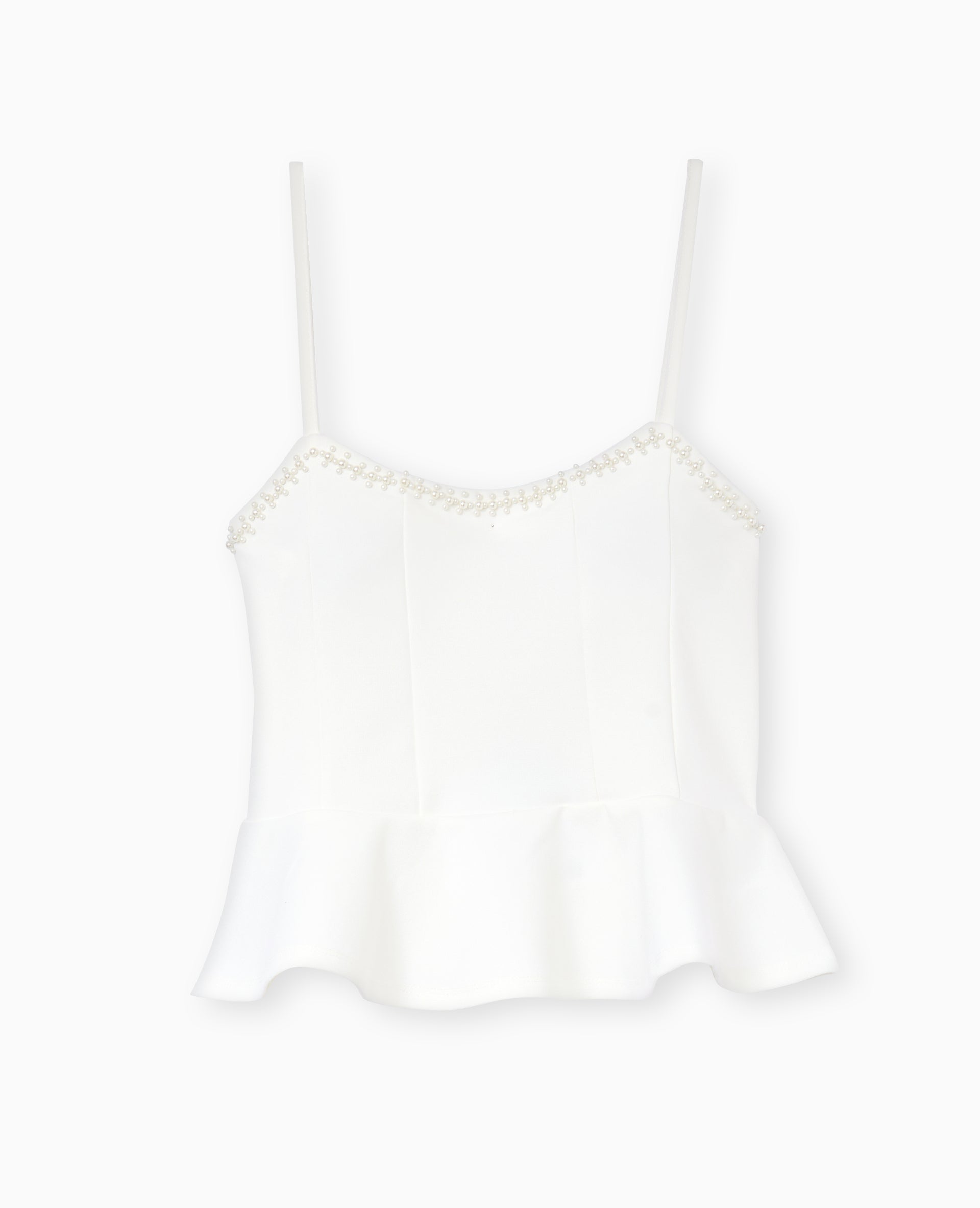 Top peplum à bretelles avec perles
