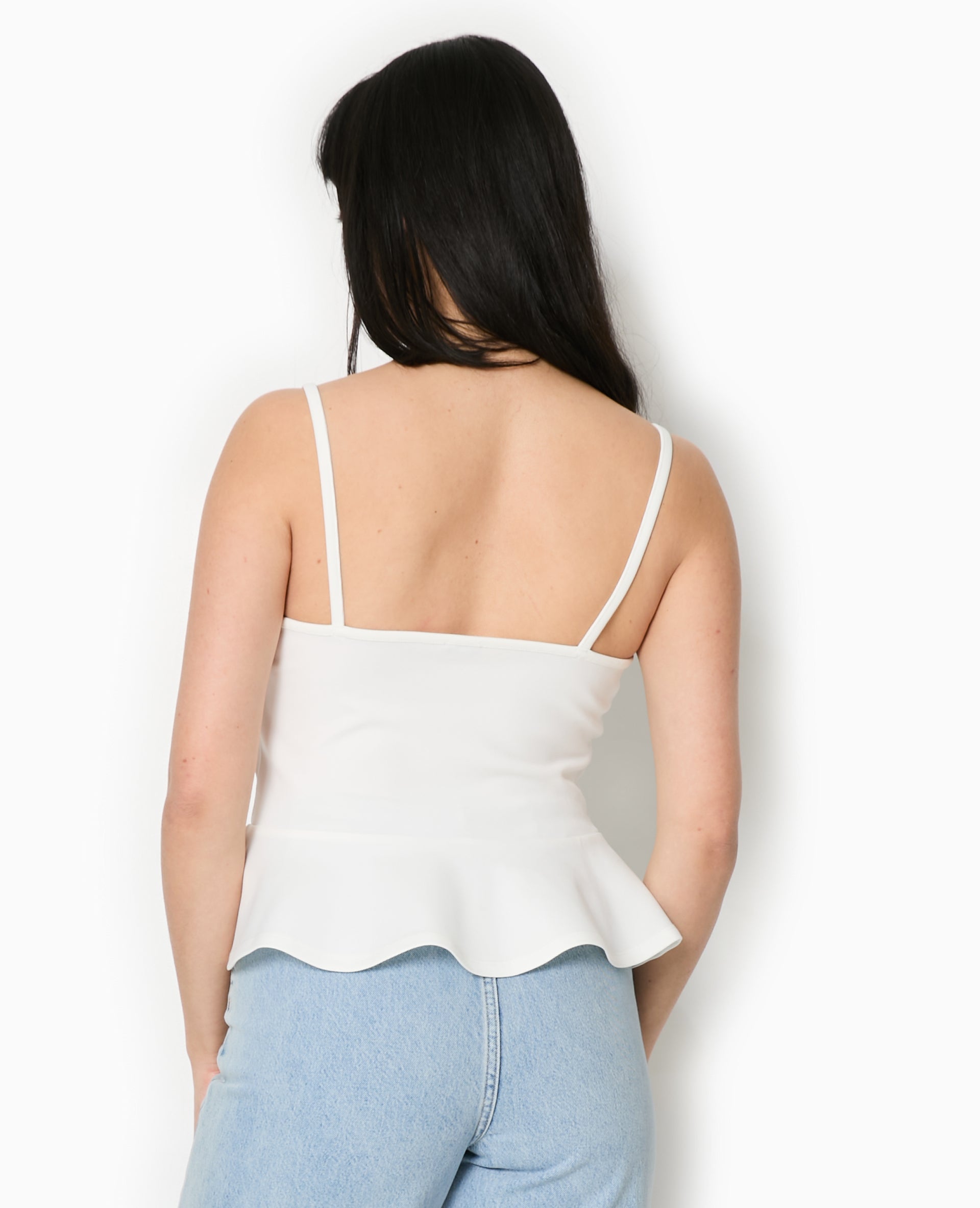 Top peplum à bretelles avec perles