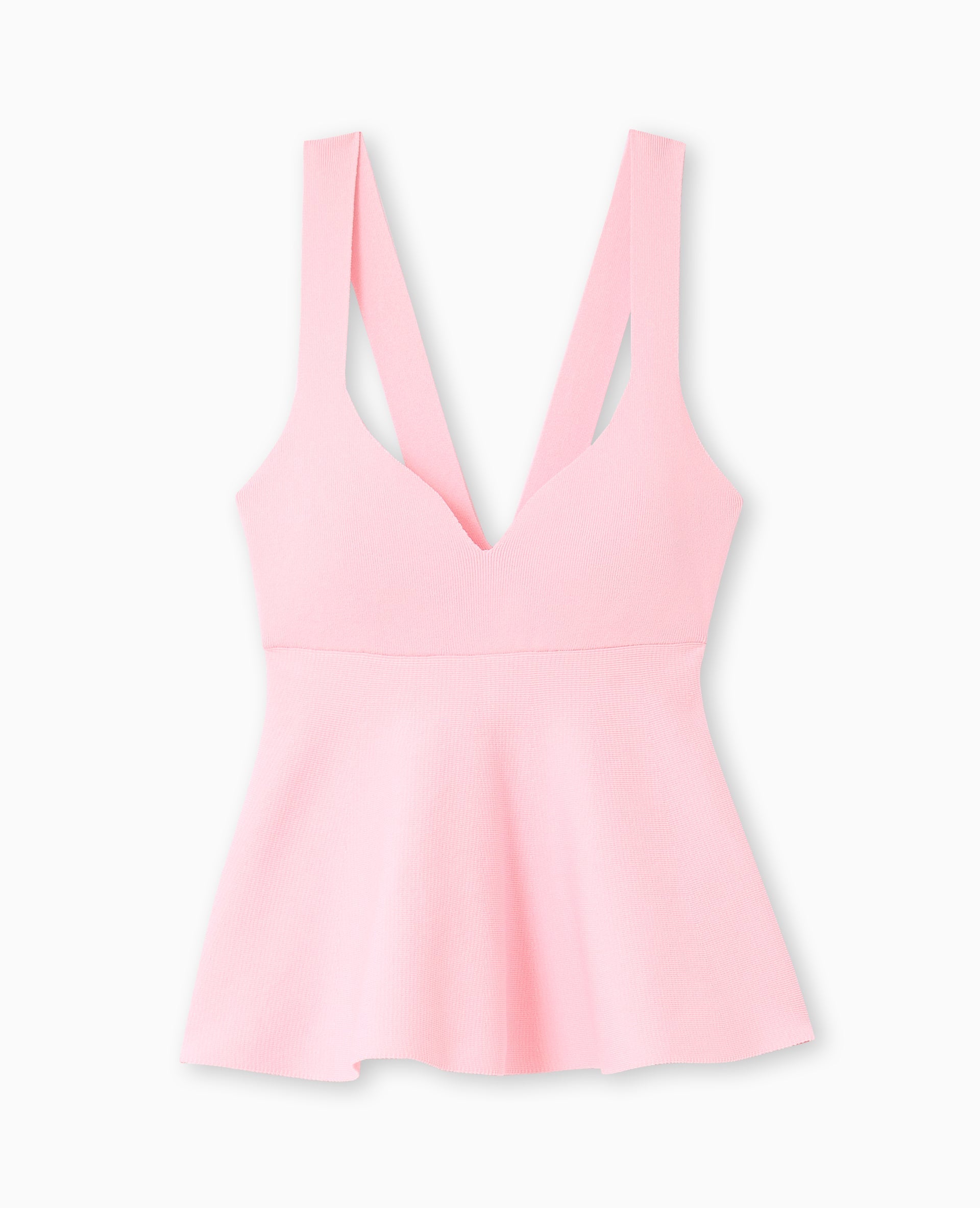 Top peplum en maille serrée encolure cœur