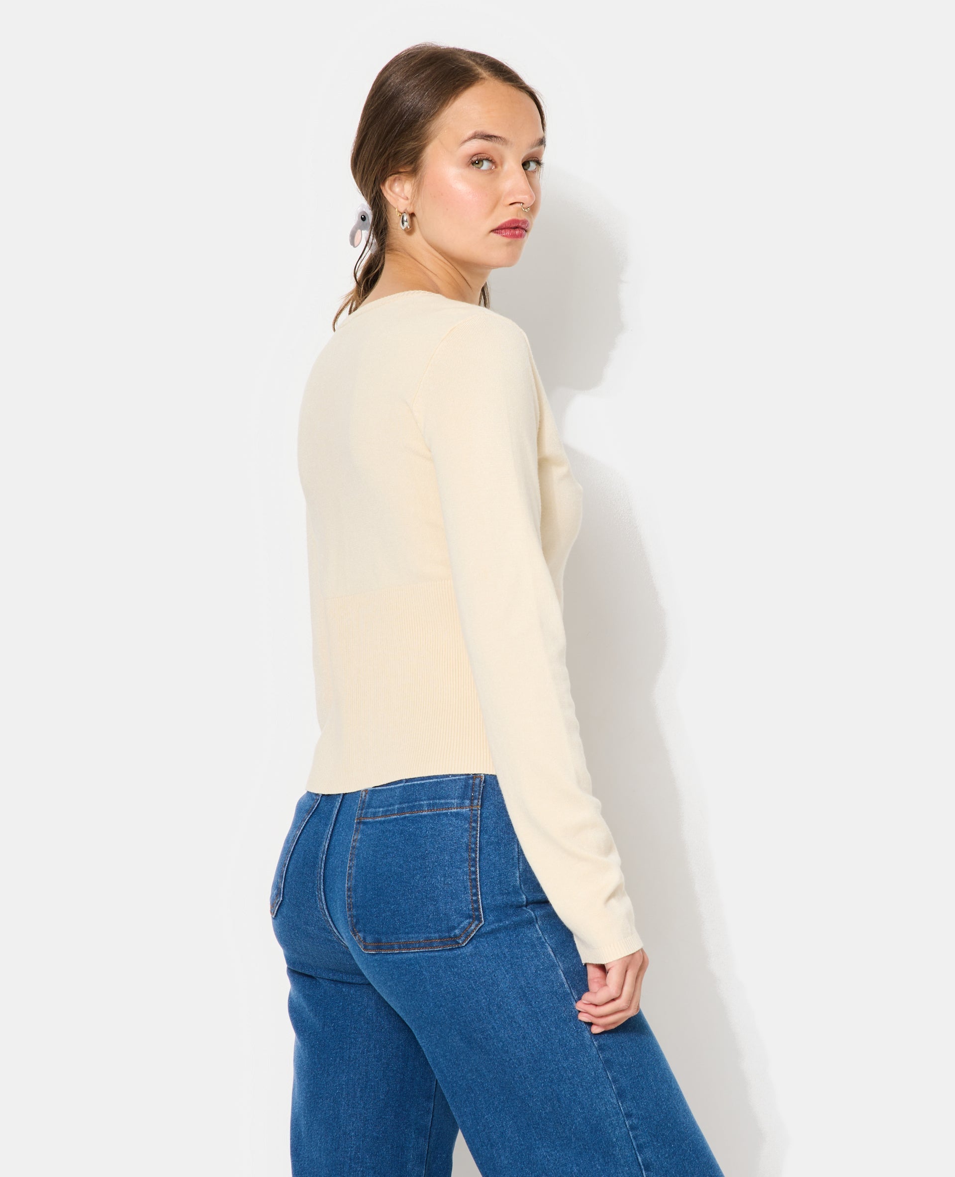 Gilet en maille fine avec grand bord-côtes
