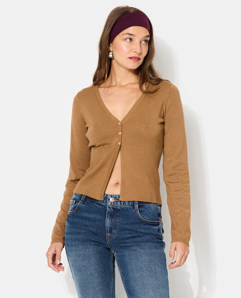 Gilet en maille fine avec grand bord-côtes
