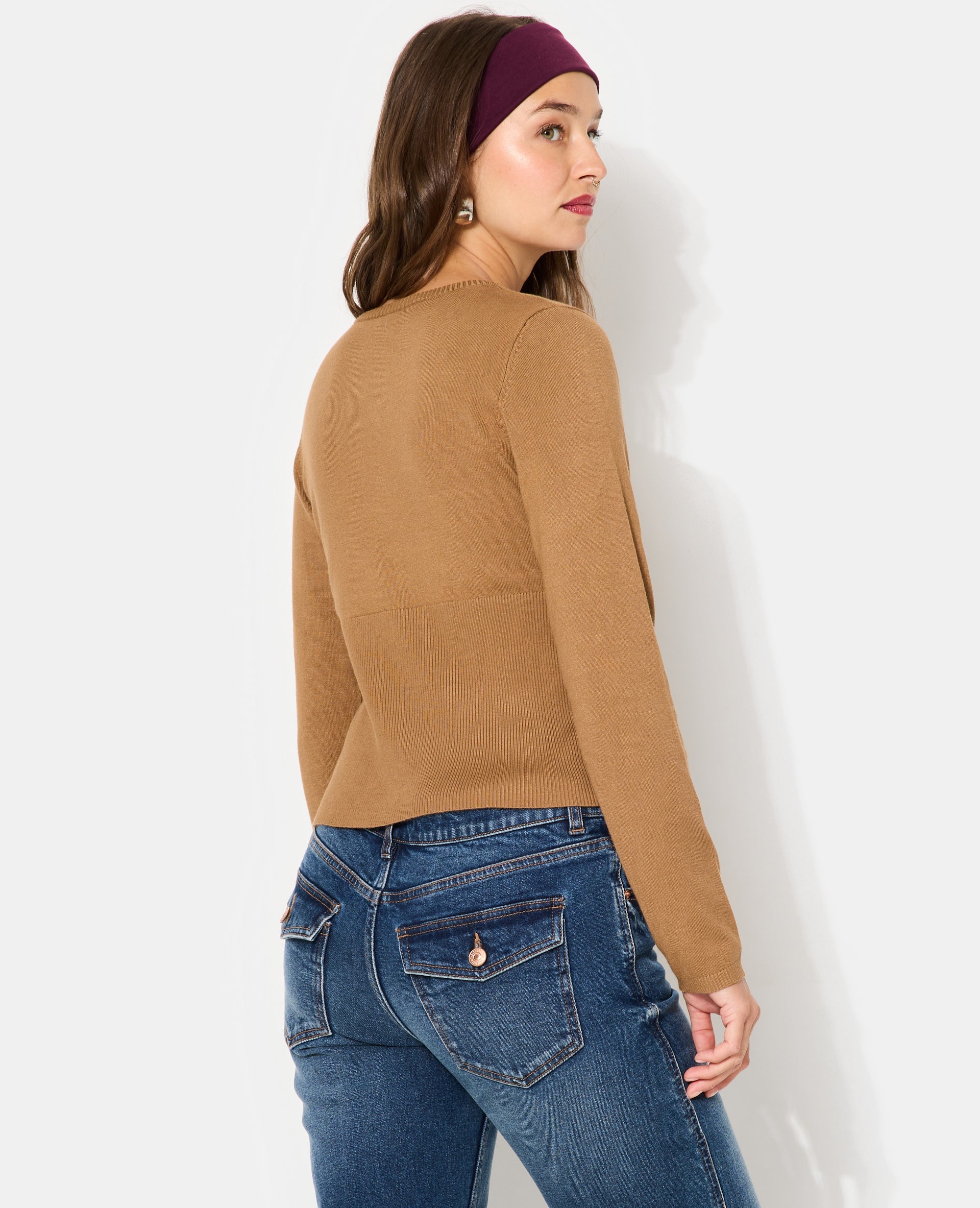 Gilet en maille fine avec grand bord-côtes