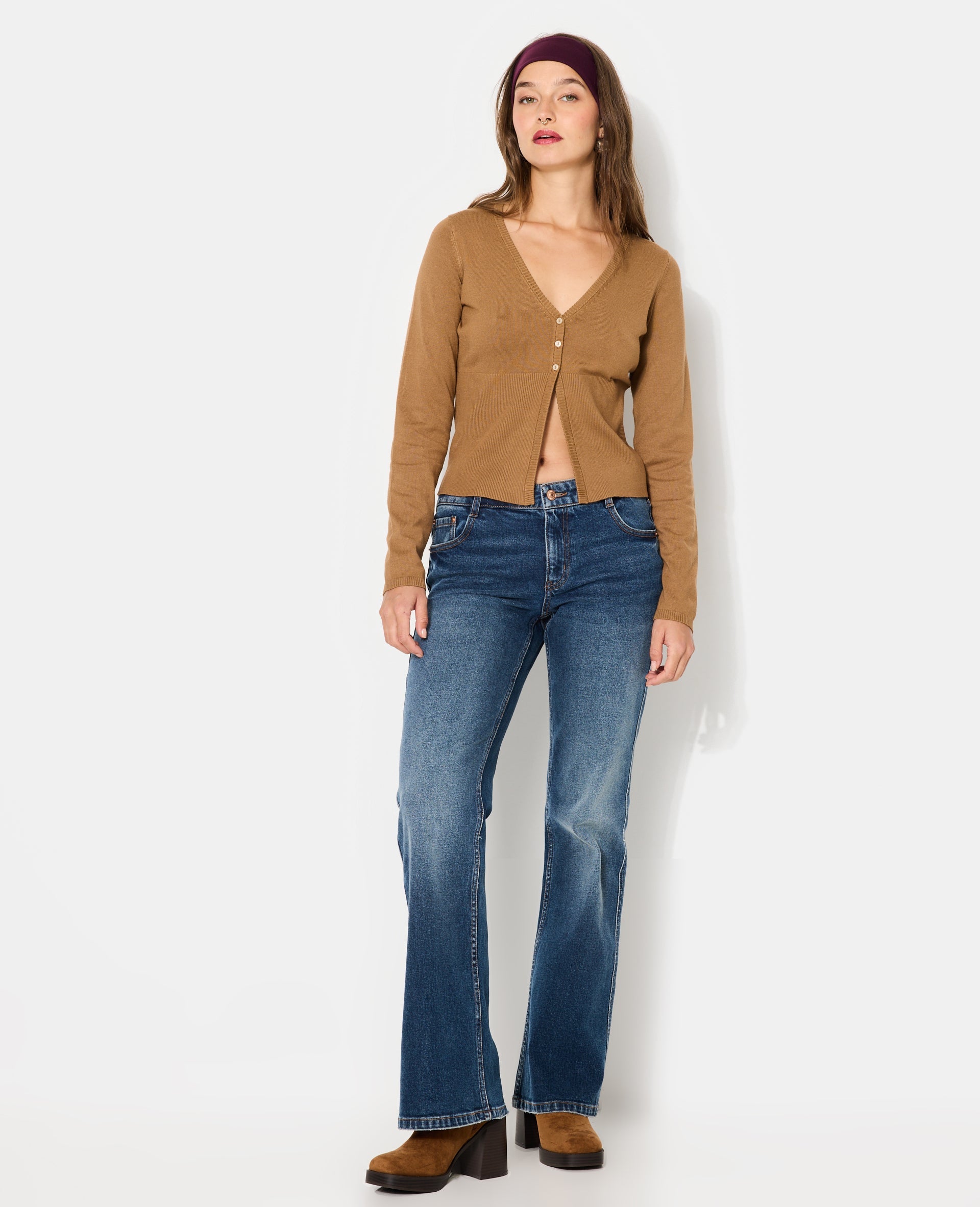 Gilet en maille fine avec grand bord-côtes