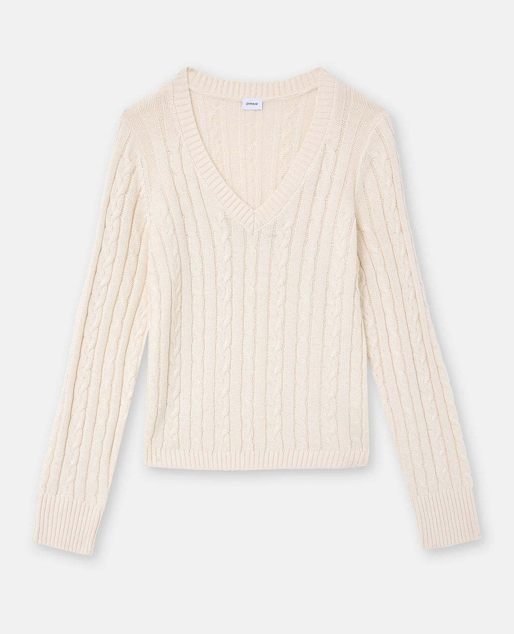 Pull col V en maille torsadée